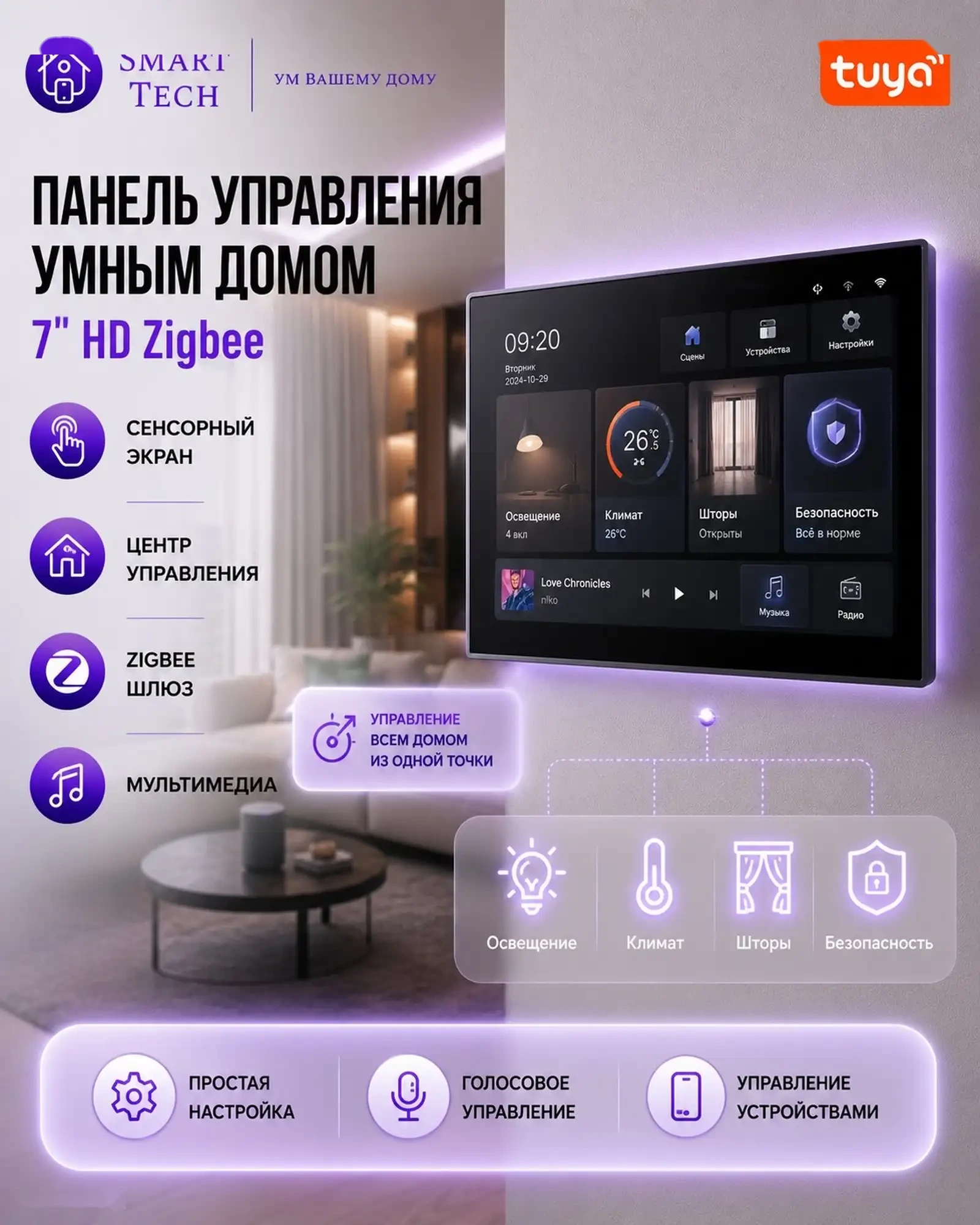 Панель управления умным домом Zigbee