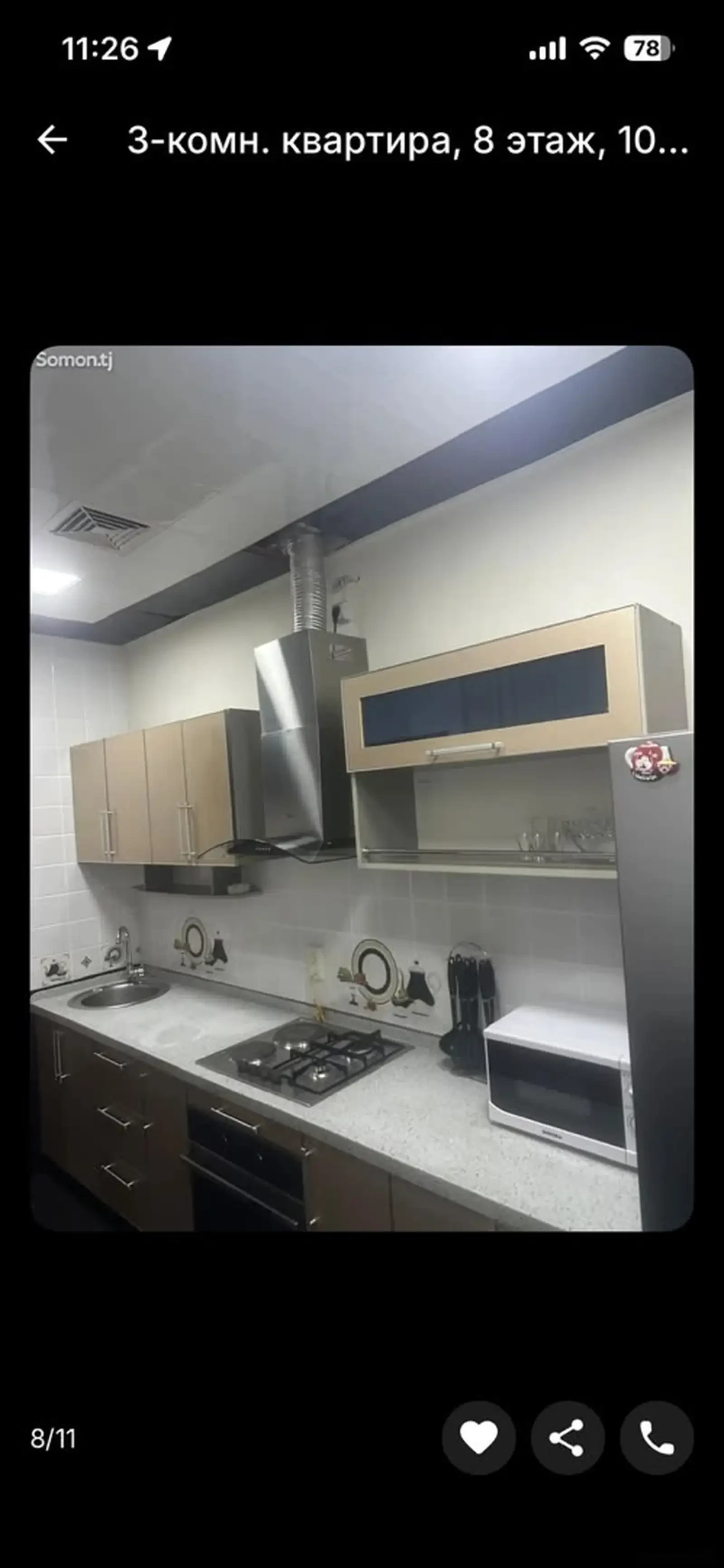 3-комн. квартира, 8 этаж, 100м², Сомони — фото 8