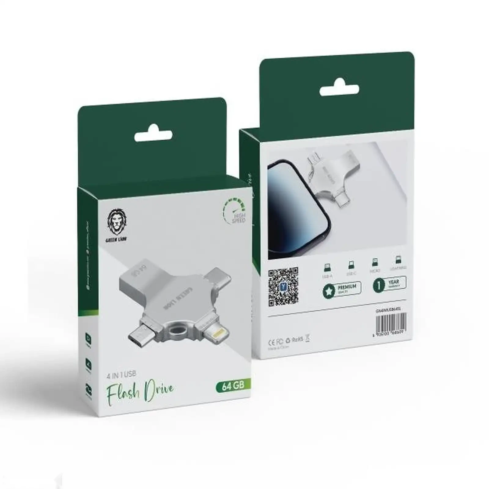 Флеш накопителя Green Lion 4 in 1 USB Flash Drive 64GB — фото 2