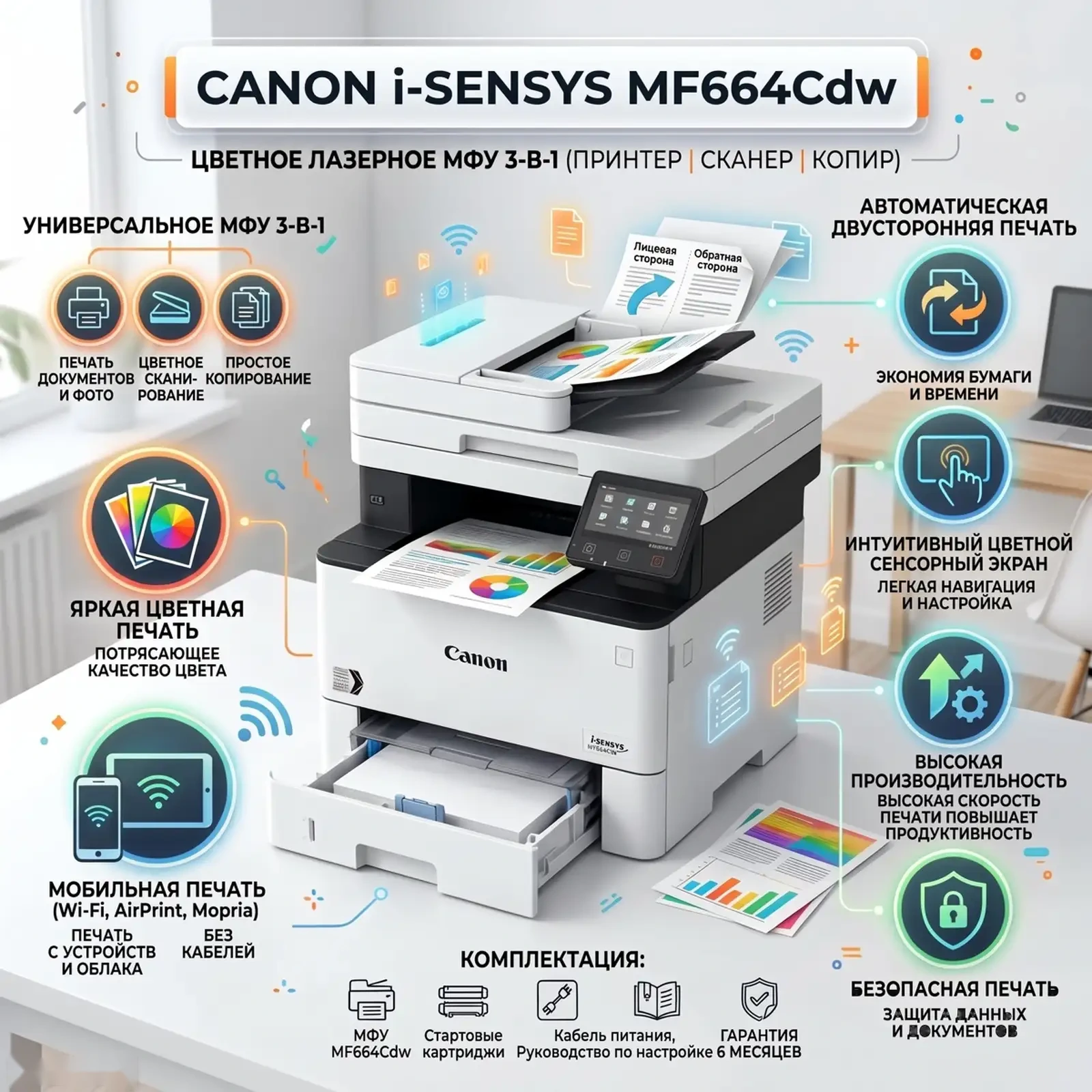 Принтер МФУ Canon i-SENSYS MF664Cdw