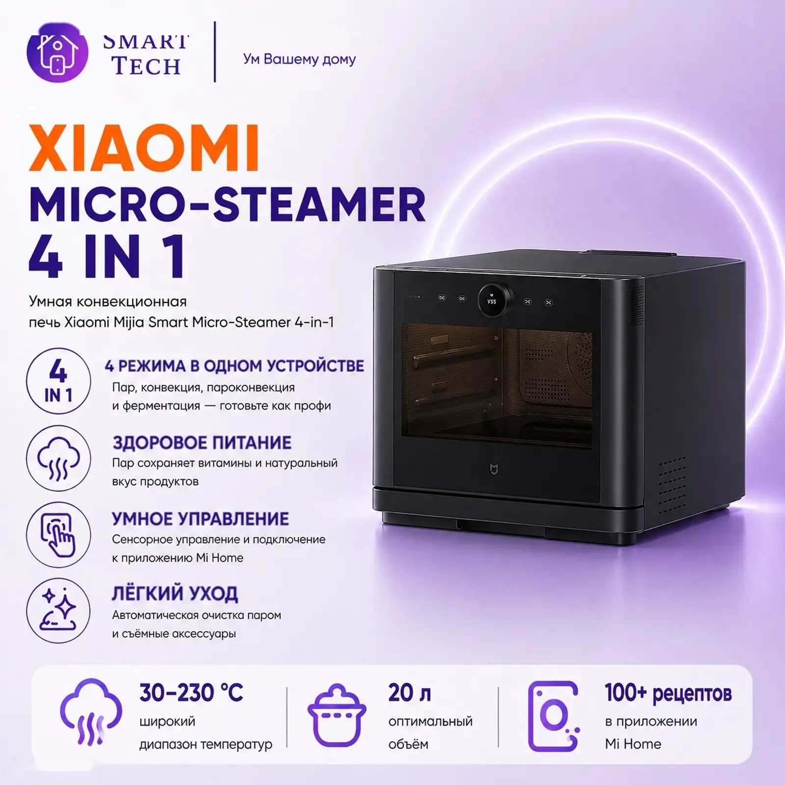 Духовая печь Xiaomi Mijia Intelligent Micro Steaming Baking Machine 3-в-1