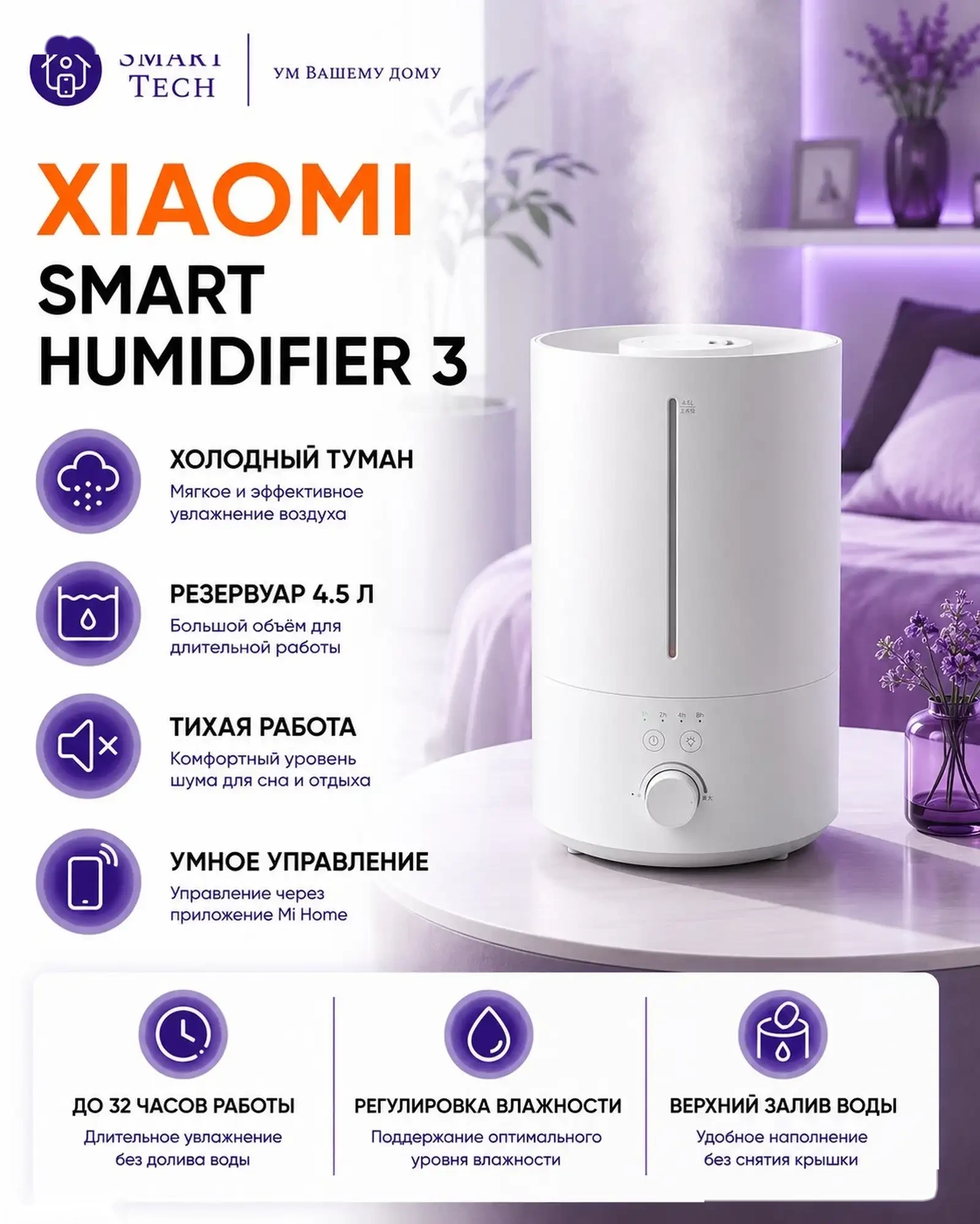 Увлажнитель воздуха Xiaomi Mijia Humidifier 3 4.5L — фото 2