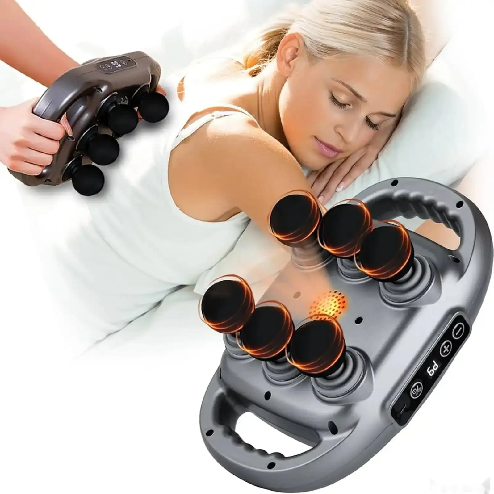 Перкуссионный массажёр Six-Headed Massage Gun удобный массажёр — фото 2