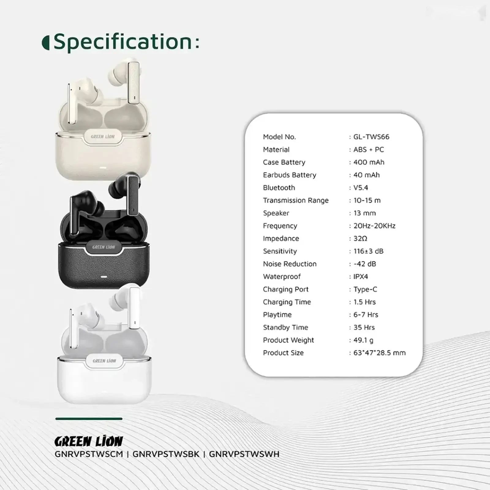Беспроводные наушники Green Lion River Plus True Wireless Earbuds черный — фото 2