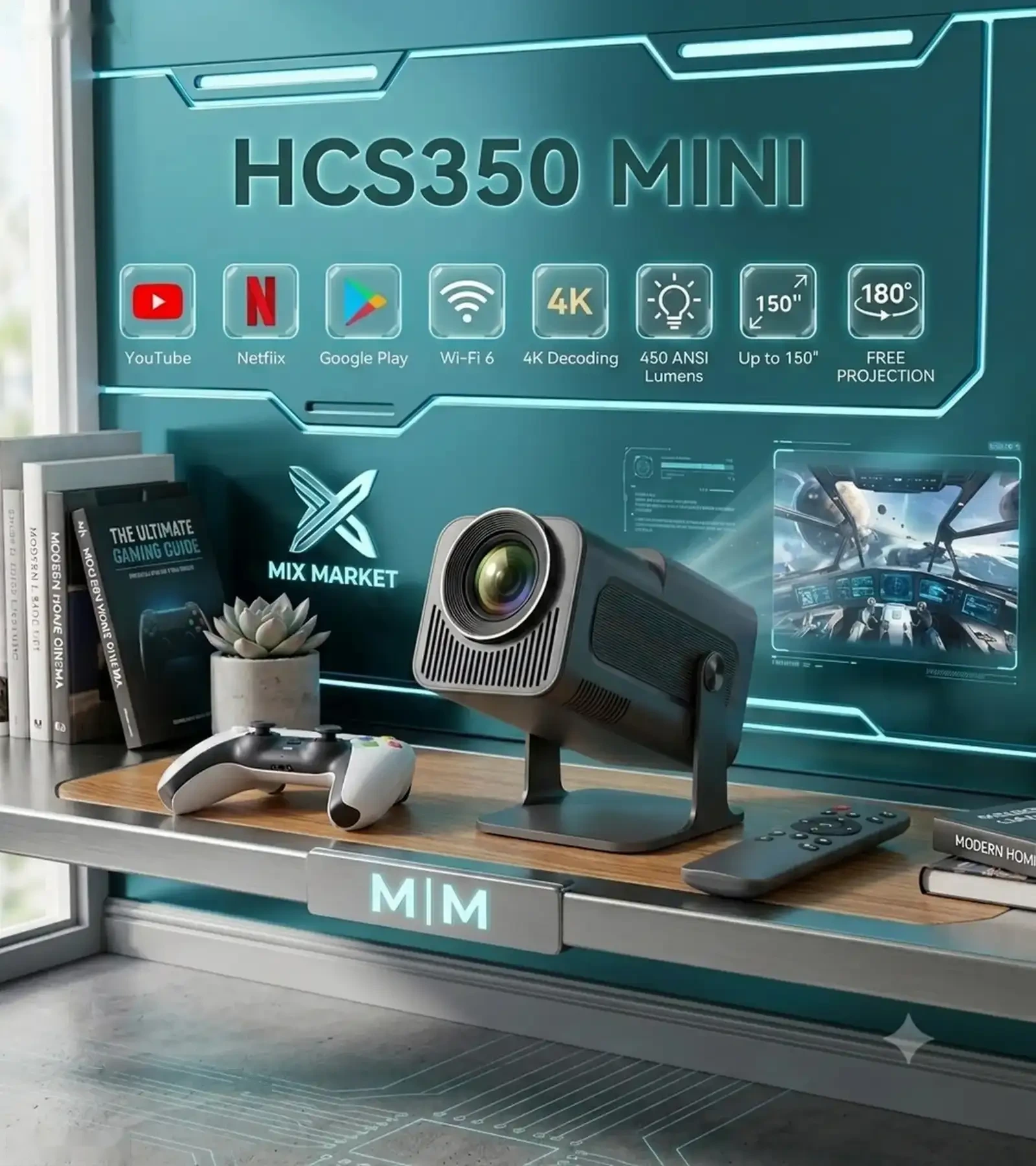 Игровой 4К смарт-проектор HCS350 MINI — фото 3