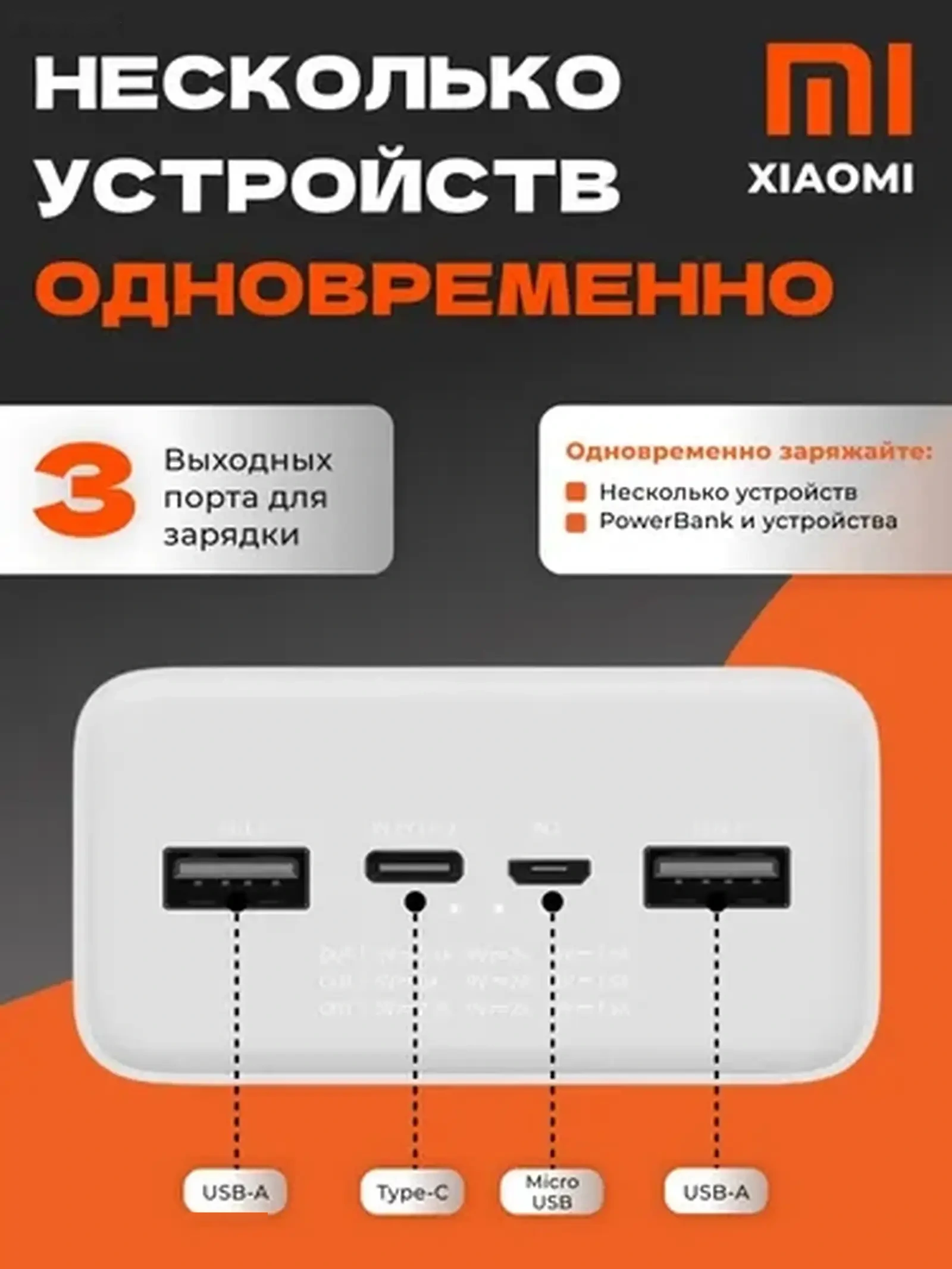 Внешний аккумулятор Xiaomi Mi Power Bank 3 20000 mAh USB-C
