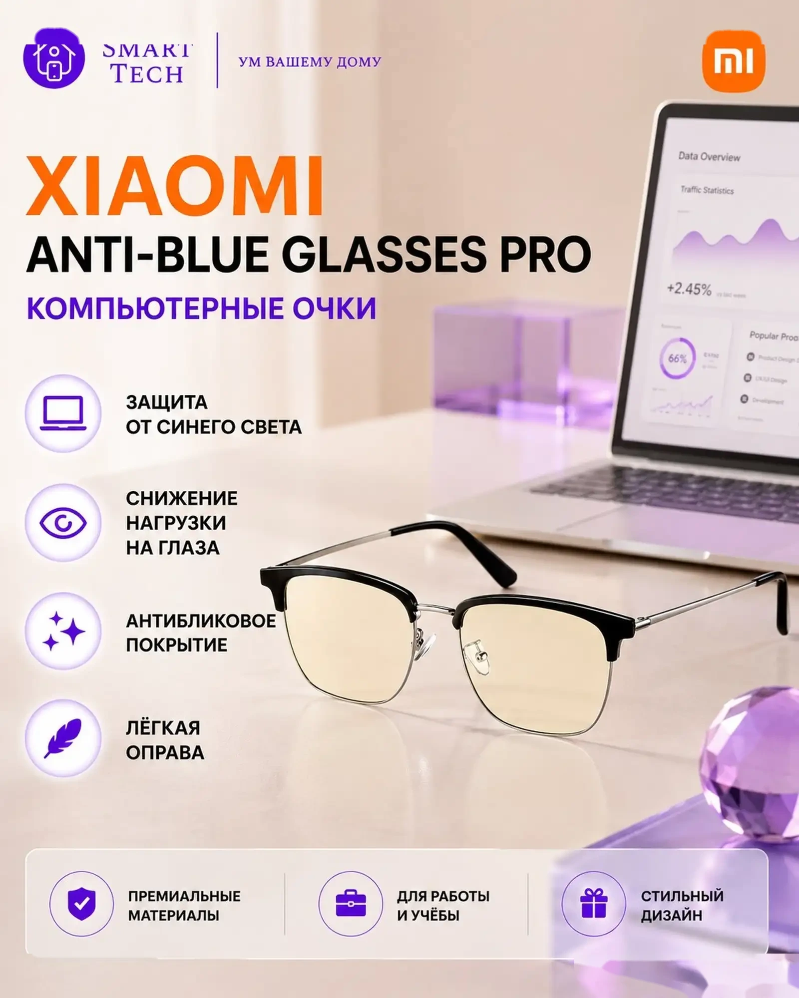 Очки компьютерные Xiaomi Mijia Anti-Blue Light Glasses Pro