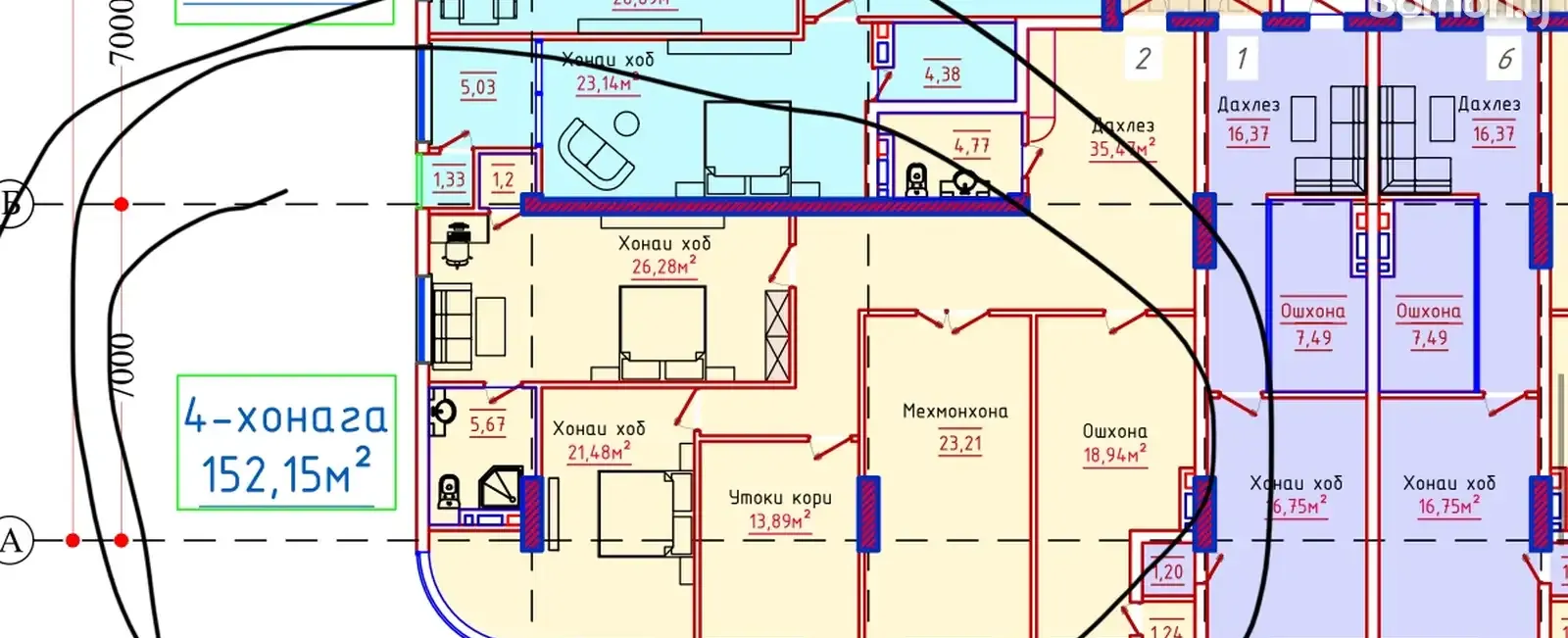 4-комн. квартира, 14 этаж, 152 м², Сино