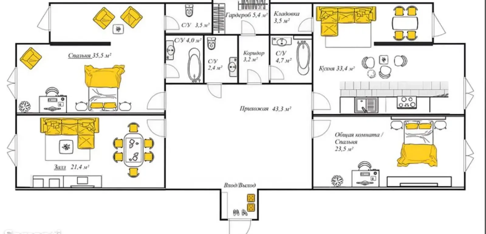 4-комн. квартира, 5 этаж, 184 м², Шохмансур