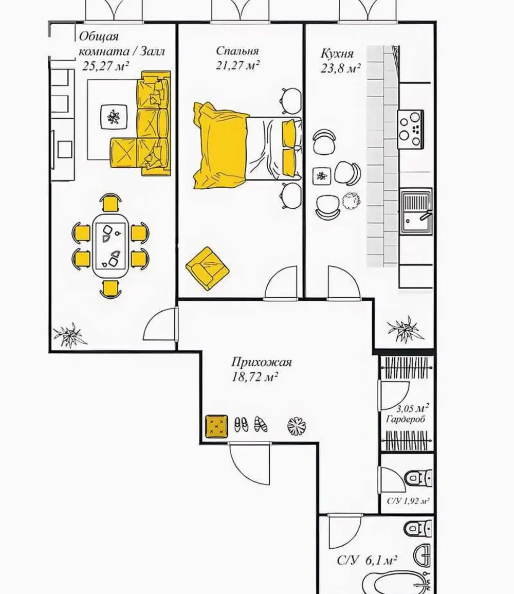 2-комн. квартира, 5 этаж, 100 м², Шохмансур