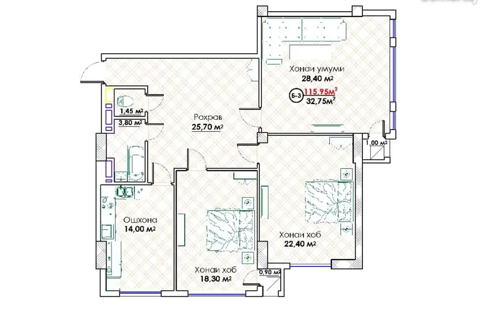 3-комн. квартира, 14 этаж, 116 м², Спартак,кольцевой пивзавод