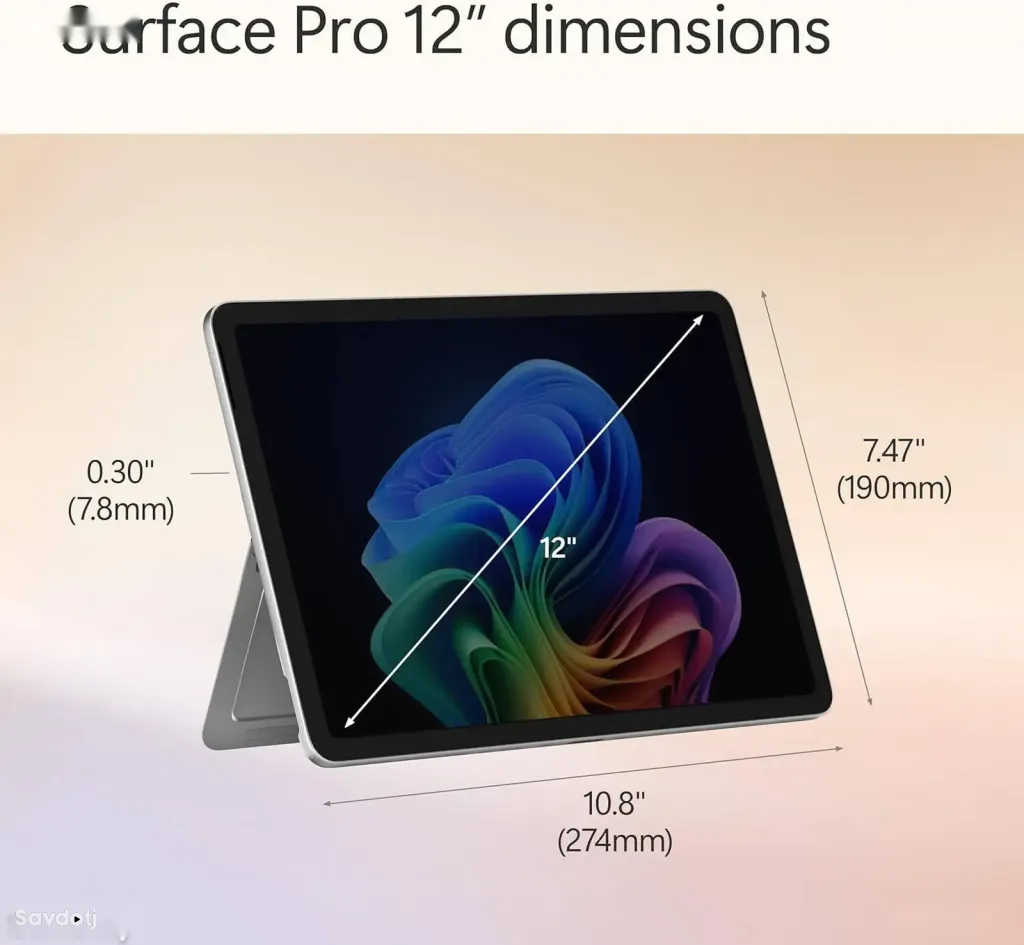 Планшет-ноутбук Microsoft Surface Pro 12 Snapdragon X Plus 16ГБ 512ГБ Platinum