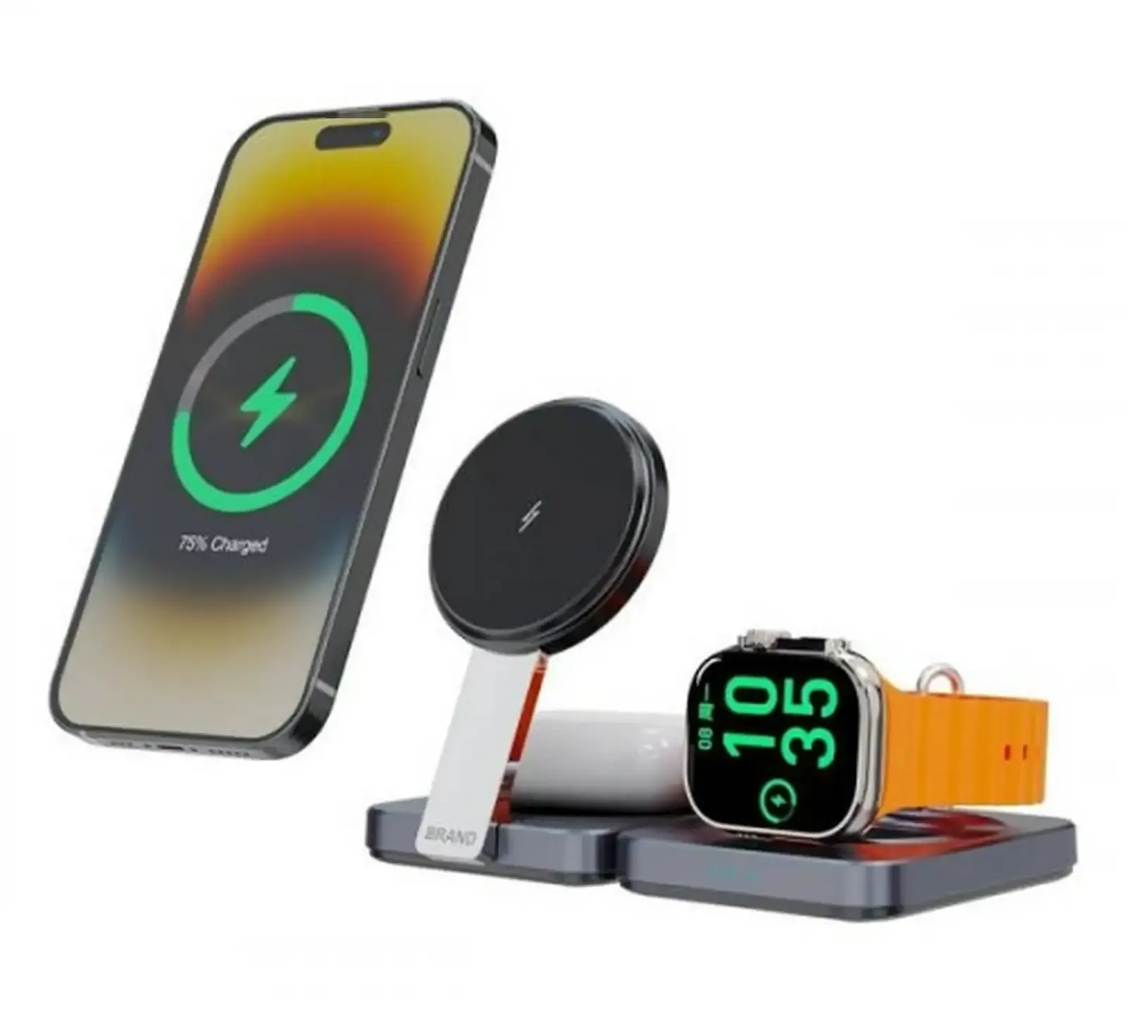 Зарядная станция Powerology Qi2-15W Magsafe iPH15 Multi-Device