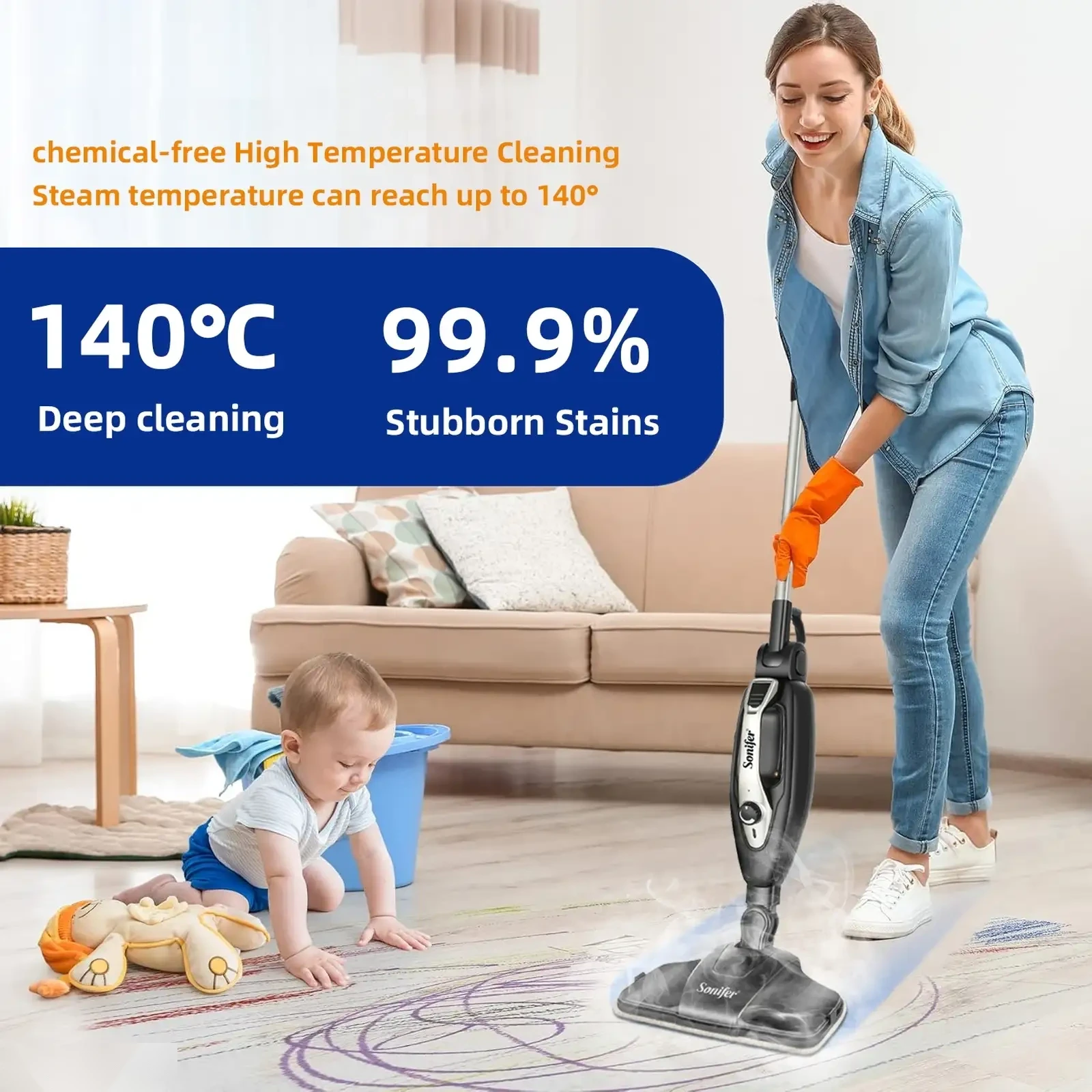 Ультразвуковой пароочиститель Promotion SF-2253 10 в 1, 1500 Вт