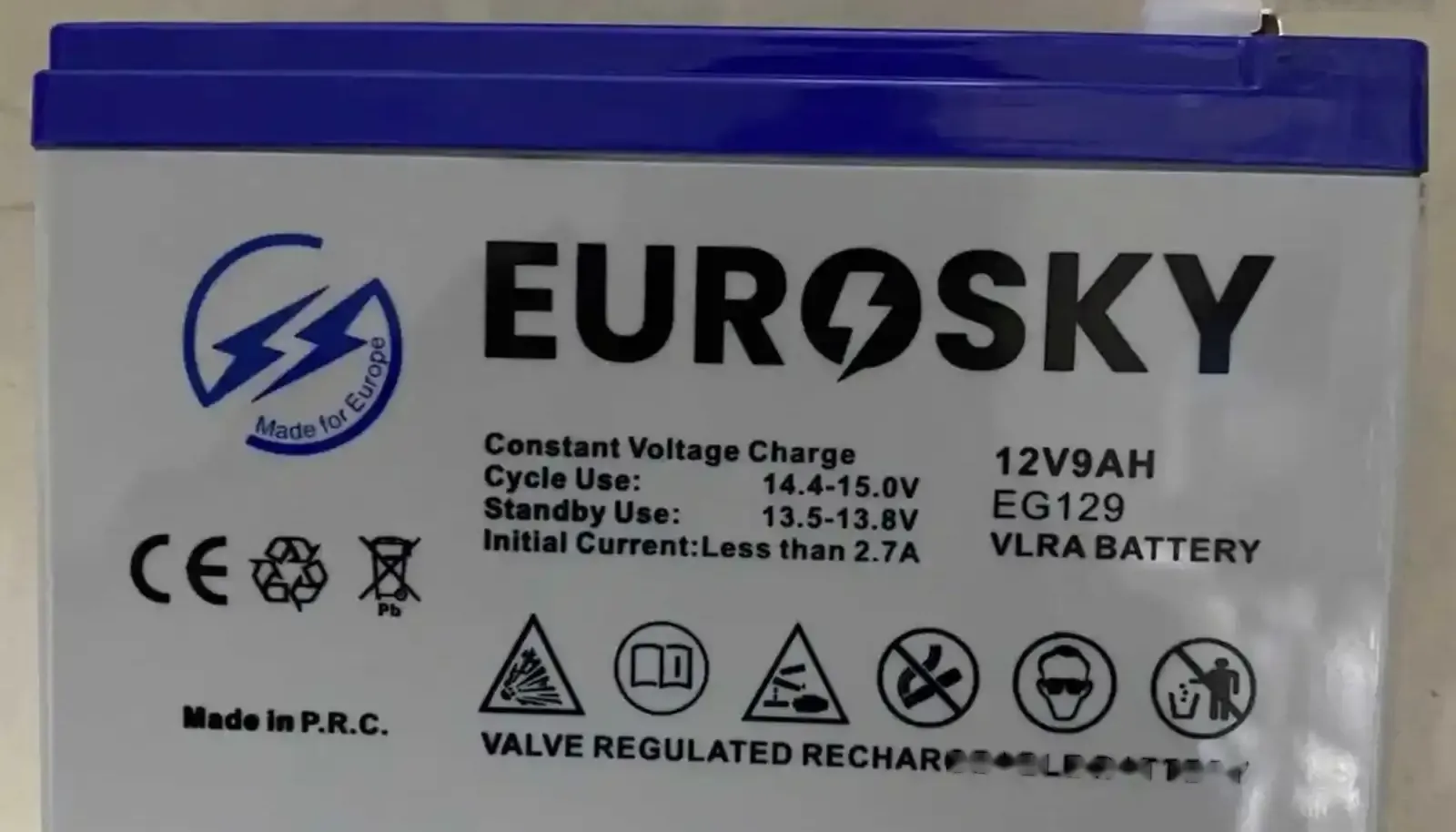 Аккумулятор Eurosky 12V9A