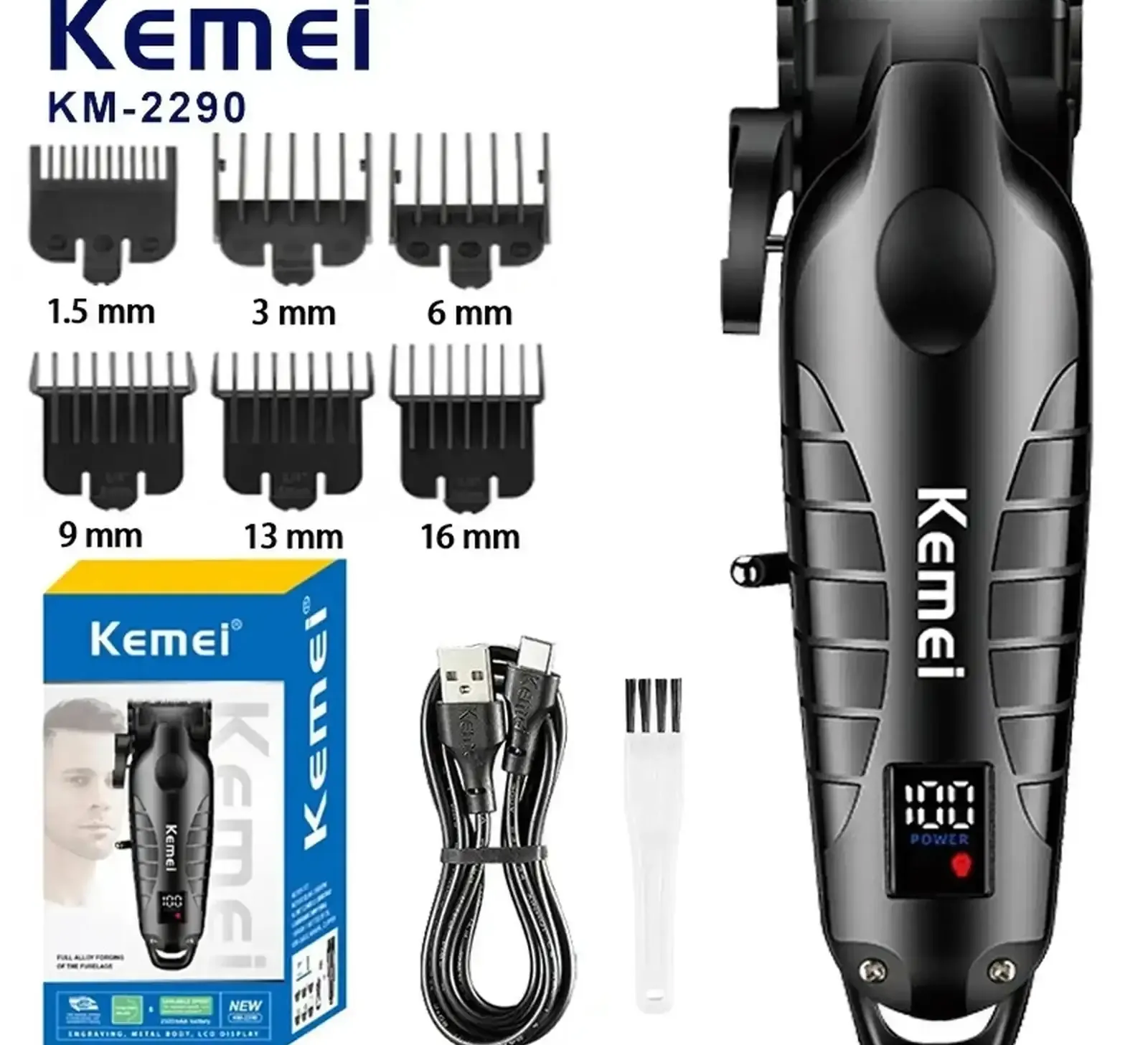Профессиональная беспроводная машинка для стрижки волос Kemei