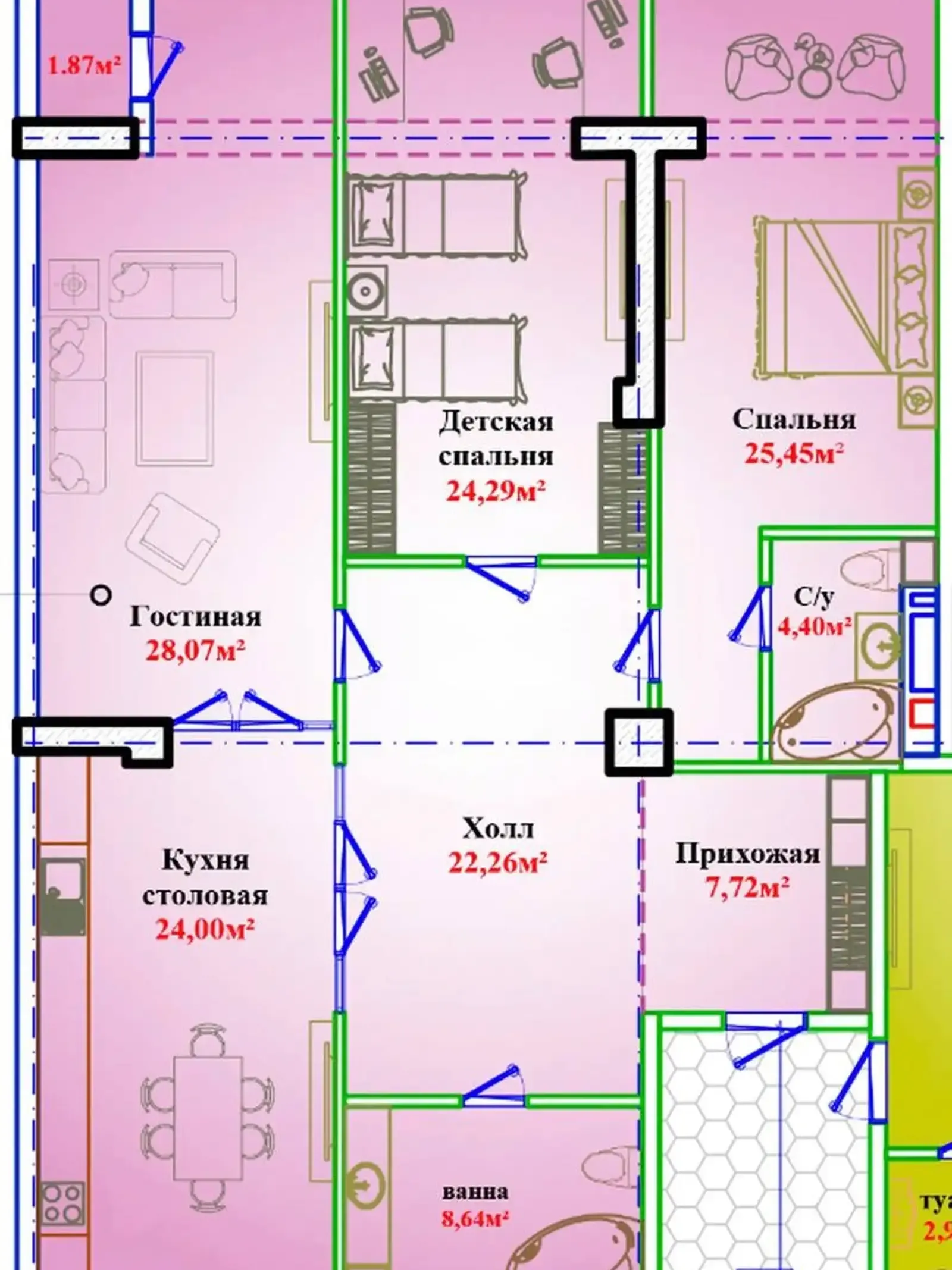 2-комн. квартира, 8 этаж, 148 м², Исмоили Сомони