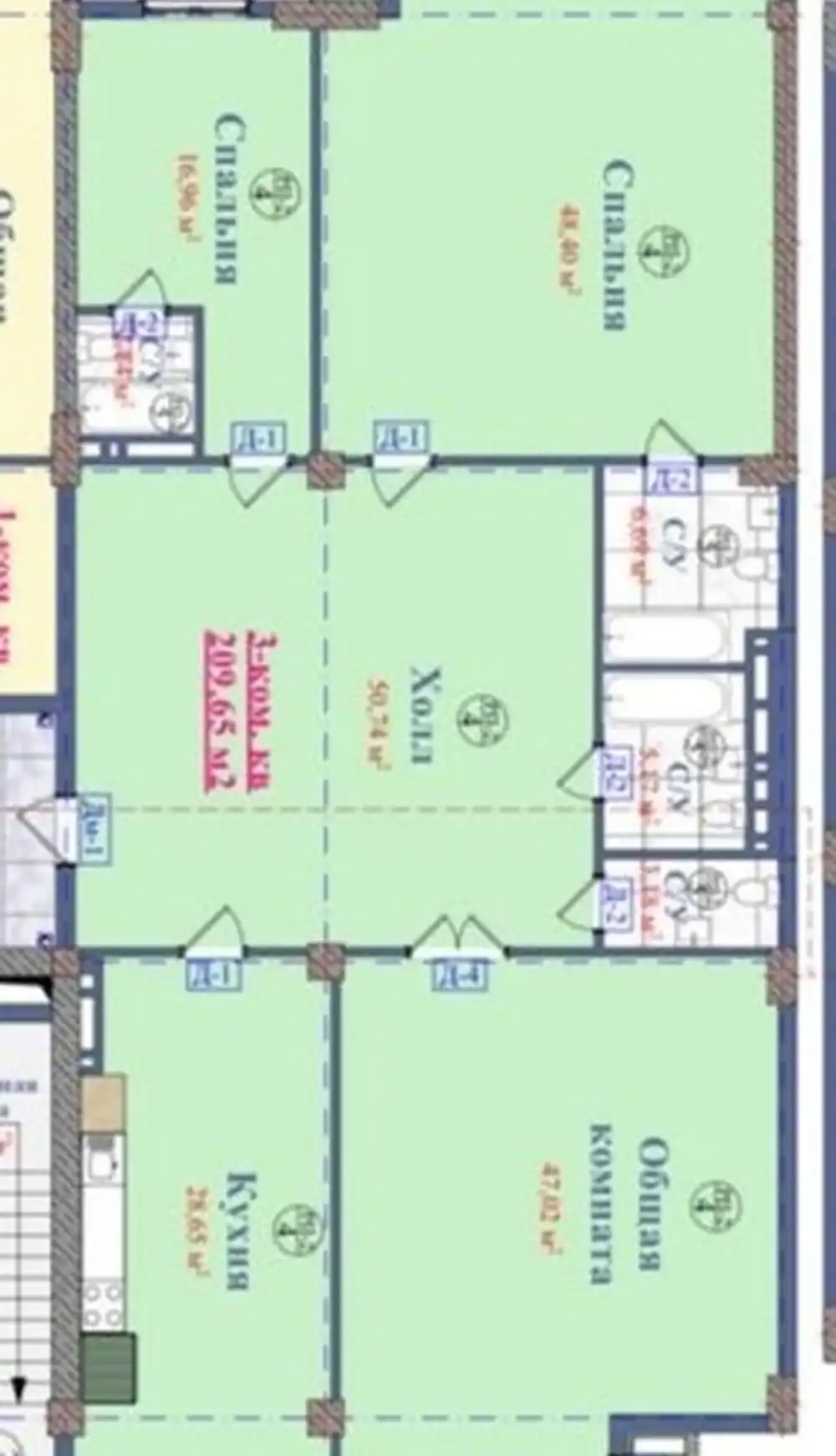 3-комн. квартира, 7 этаж, 210 м², И. Сомони
