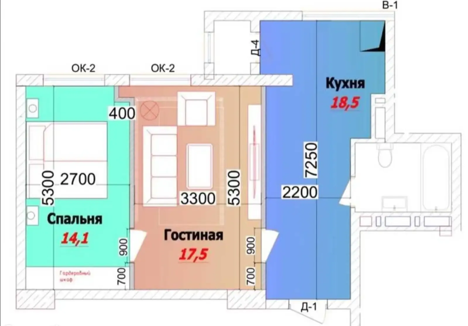 2-комн. квартира, 4 этаж, 56м², Шохмансур