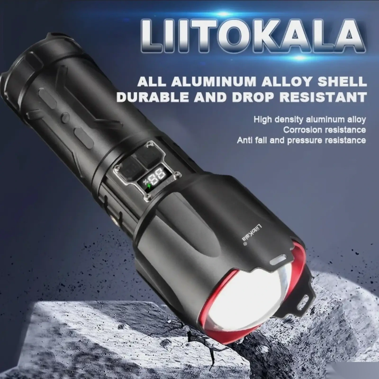 Мощный фонарь LiitoKala LF-2406 со сменным аккумулятором 18650, световым потоком — фото 3