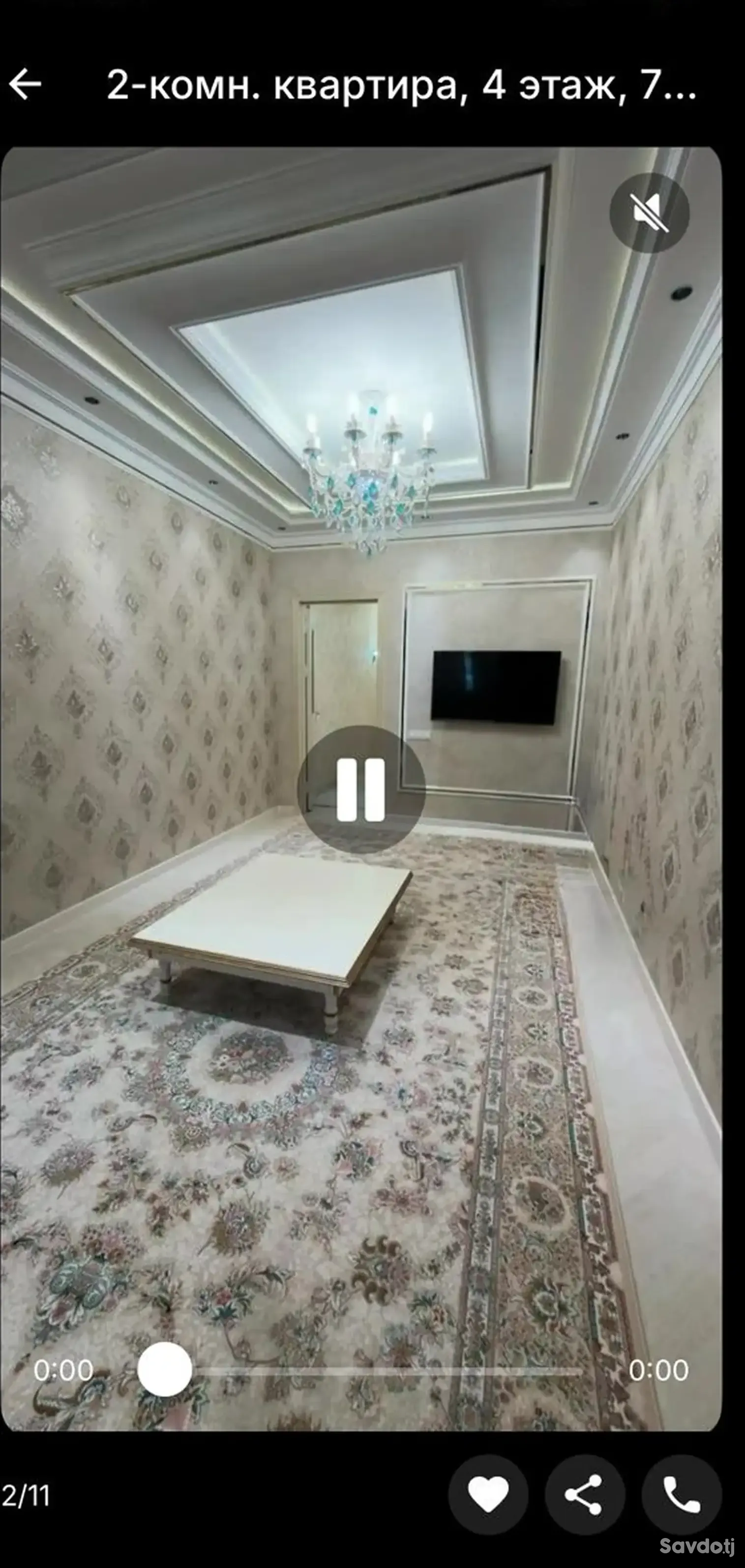 2-комн. квартира, 4 этаж, 75м², Сомони