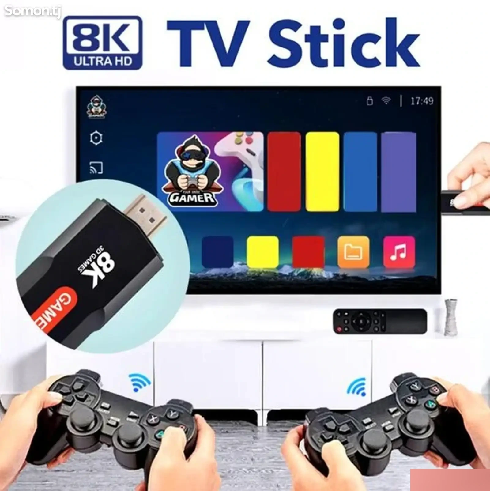Игровая приставка для телевизора UKC Game TV Stick X2 Plus 64Gb консоль з двома — фото 7