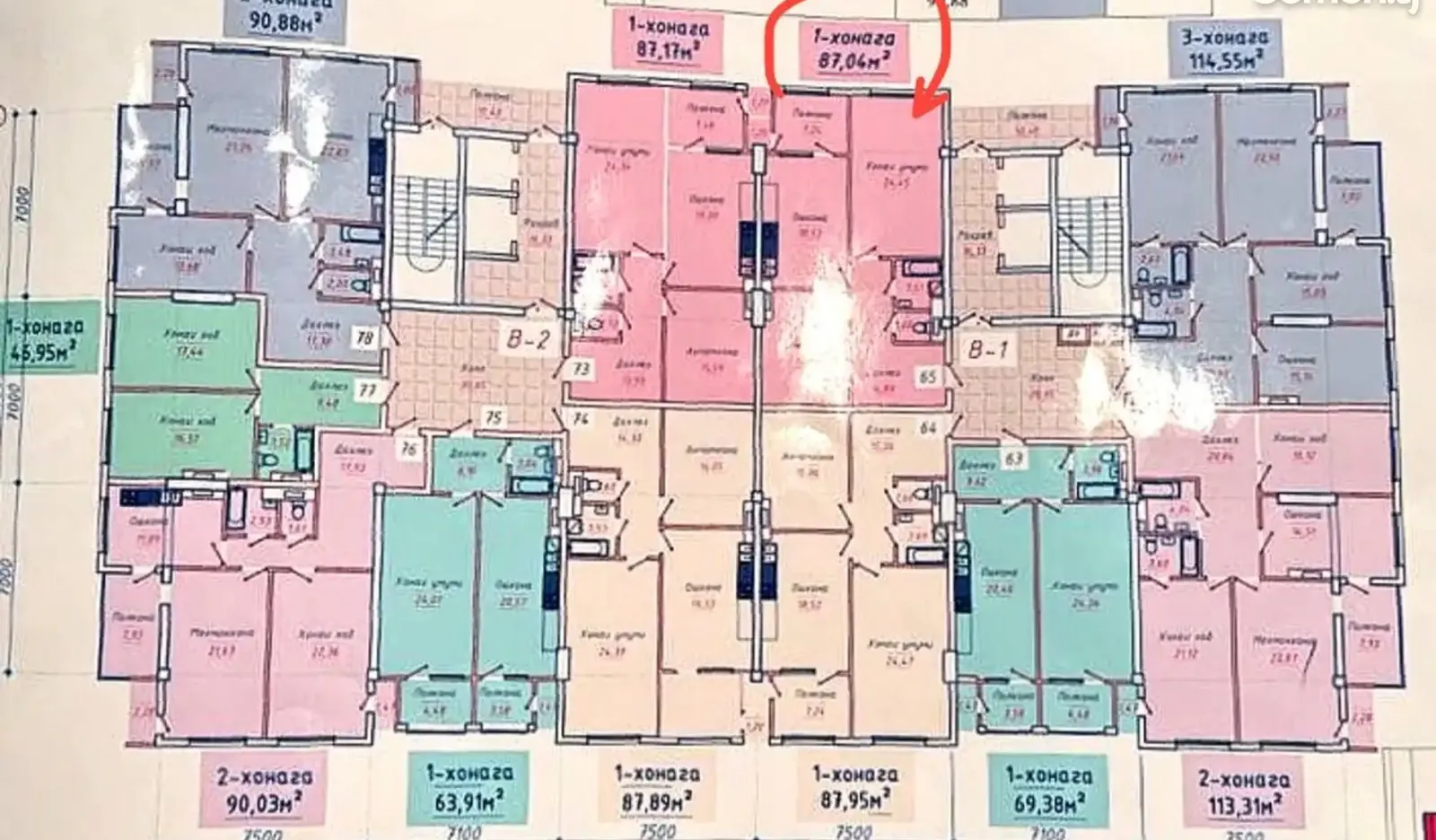 1-комн. квартира, 15 этаж, 87 м², Шохмансур