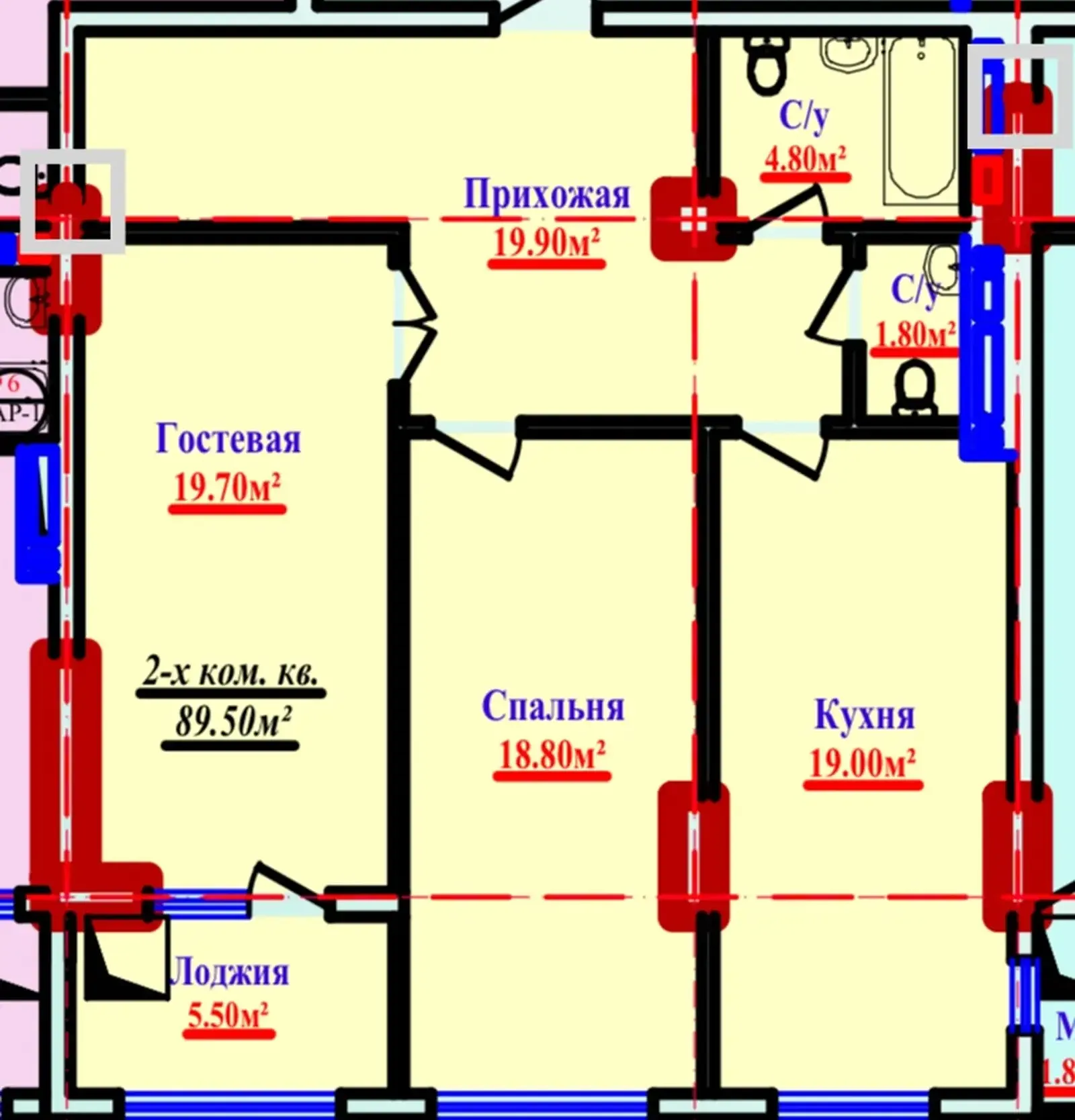 2-комн. квартира, 6 этаж, 89 м², ОВИР, Колин Сити