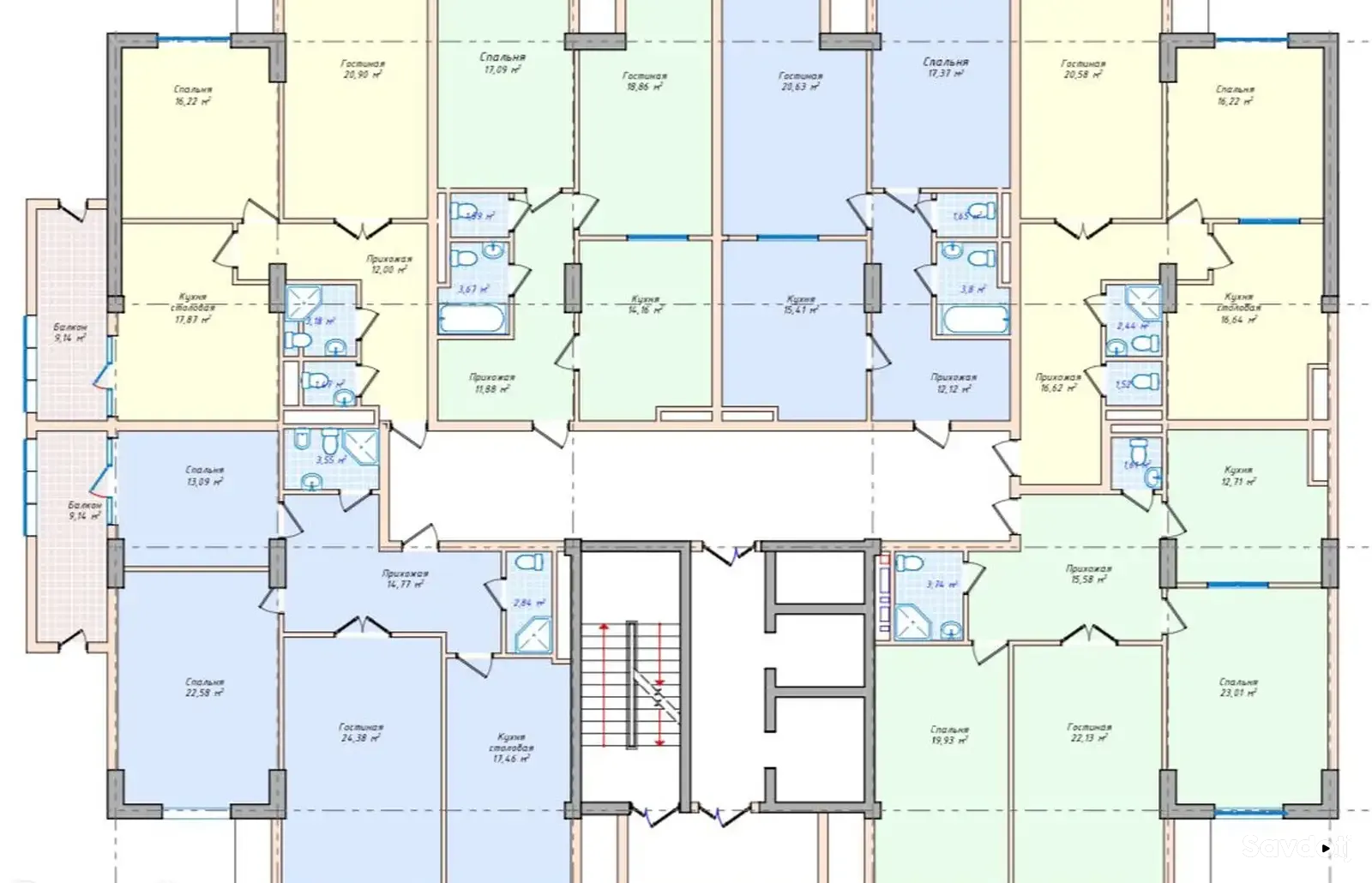 3-комн. квартира, 16 этаж, 98 м², Гуля голд
