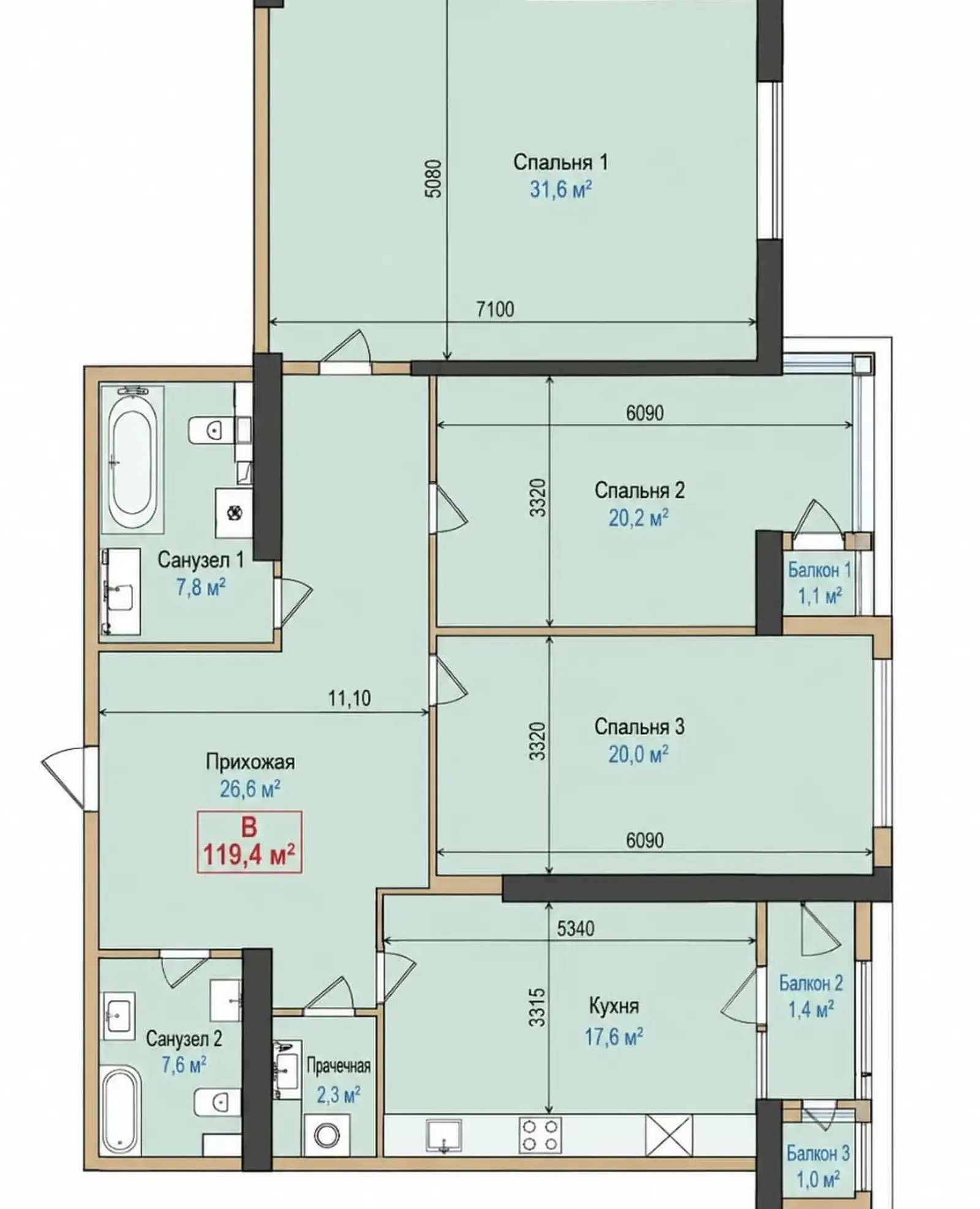 3-к квартира, 16 этаж, 139 м², Овир