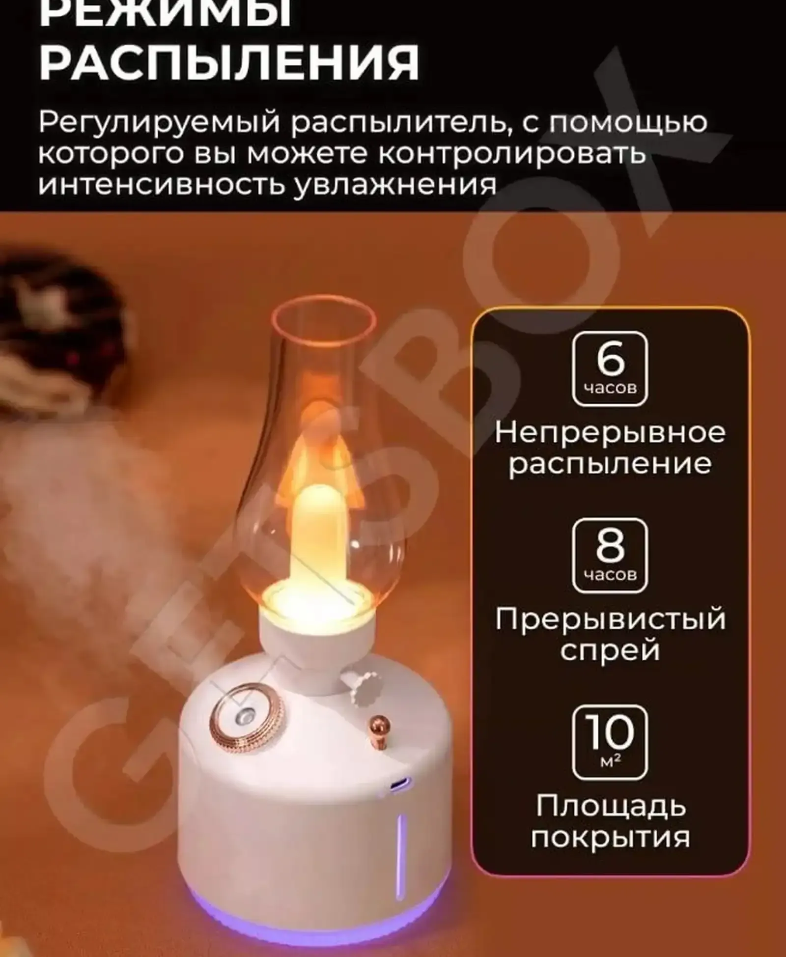Увлажнитель ночник 7 видов подсветки