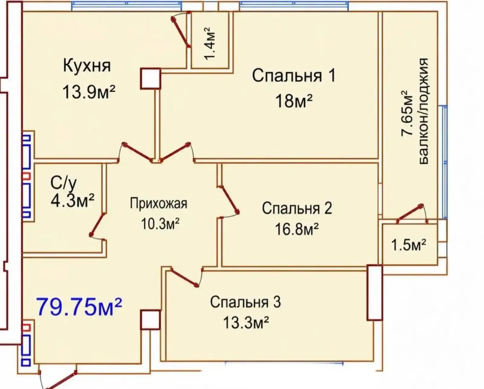 2-комн. квартира, 2 этаж, 80 м², чорахаи ваданасос