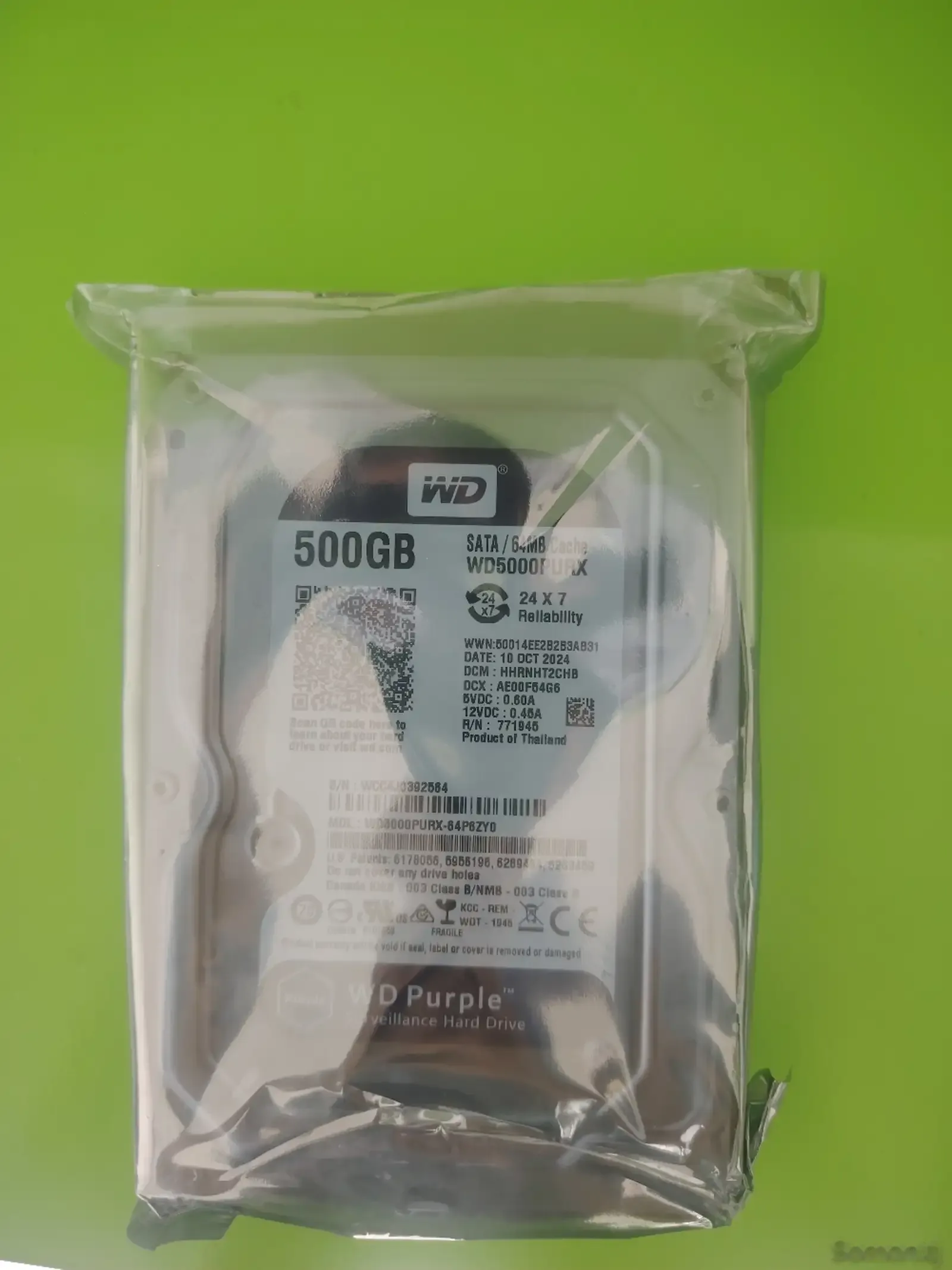 Жёсткий диск HDD 500G WD Purple — фото 2