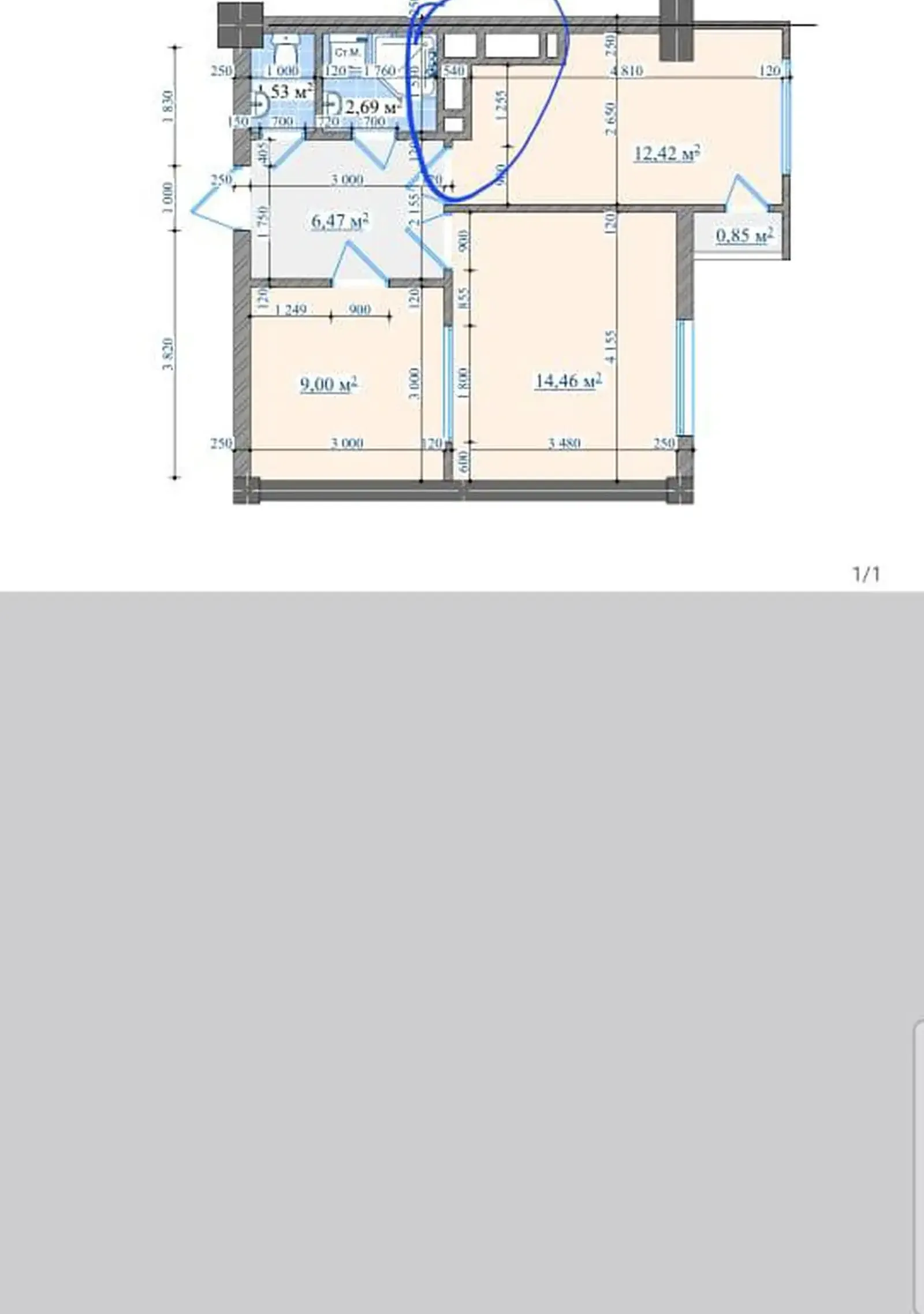 1-комн. квартира, 10 этаж, 48 м², Шохмансур, Голубой экран