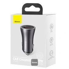 Автомобильное зарядное устройство Baseus Golden Contactor Max Dual Fast Charger Car Charger U+C 60W Dark Gray