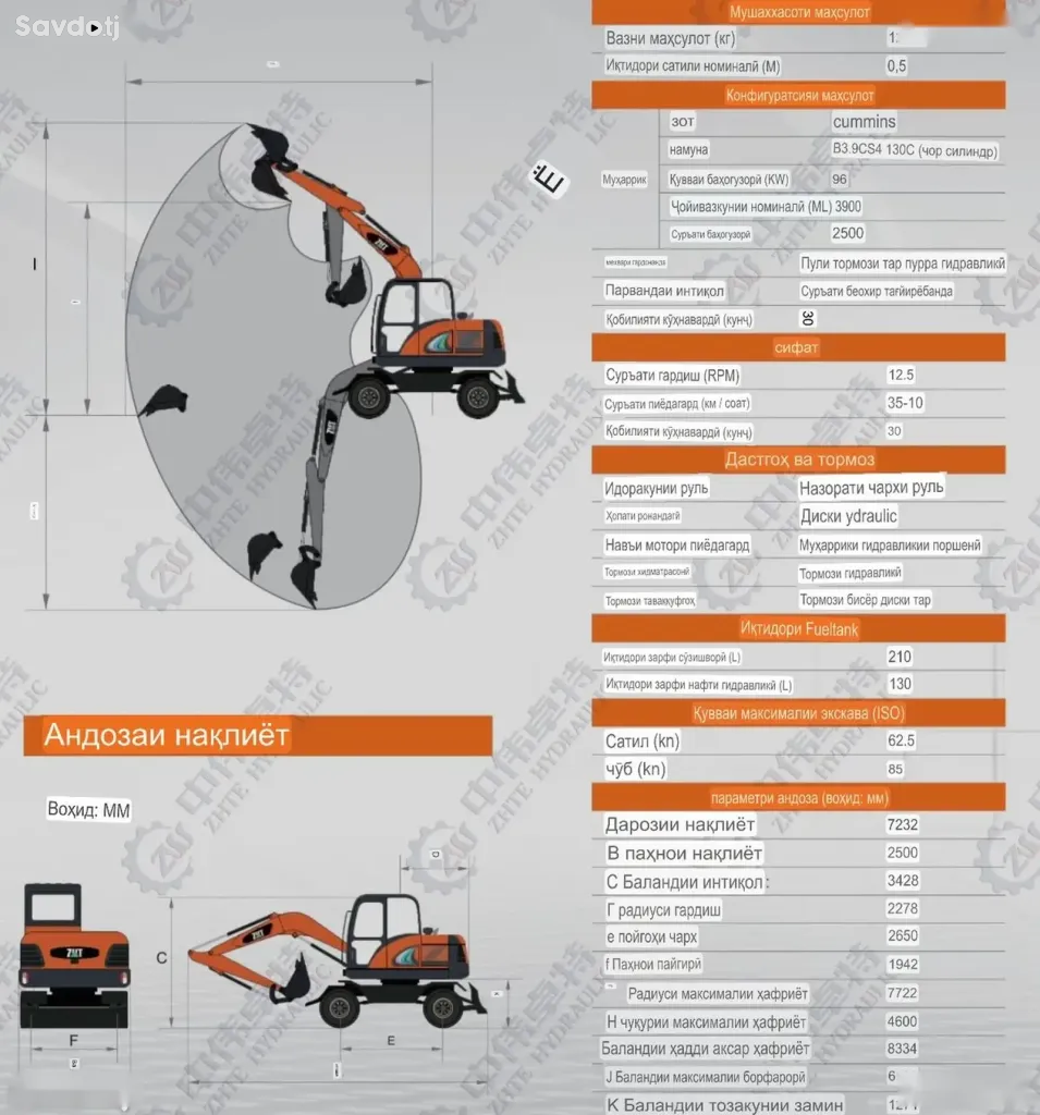 Экскаватор ZUT ZT150W