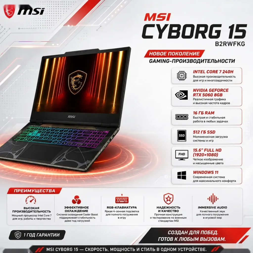 Игровой ноутбук MSI Cyborg 15