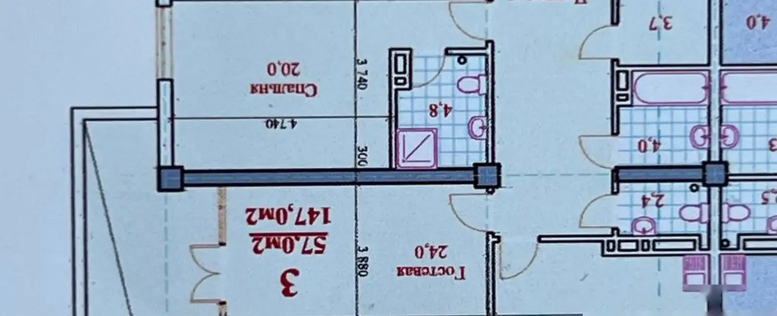 3-комн. квартира, 17 этаж, 147 м², И. Сомони