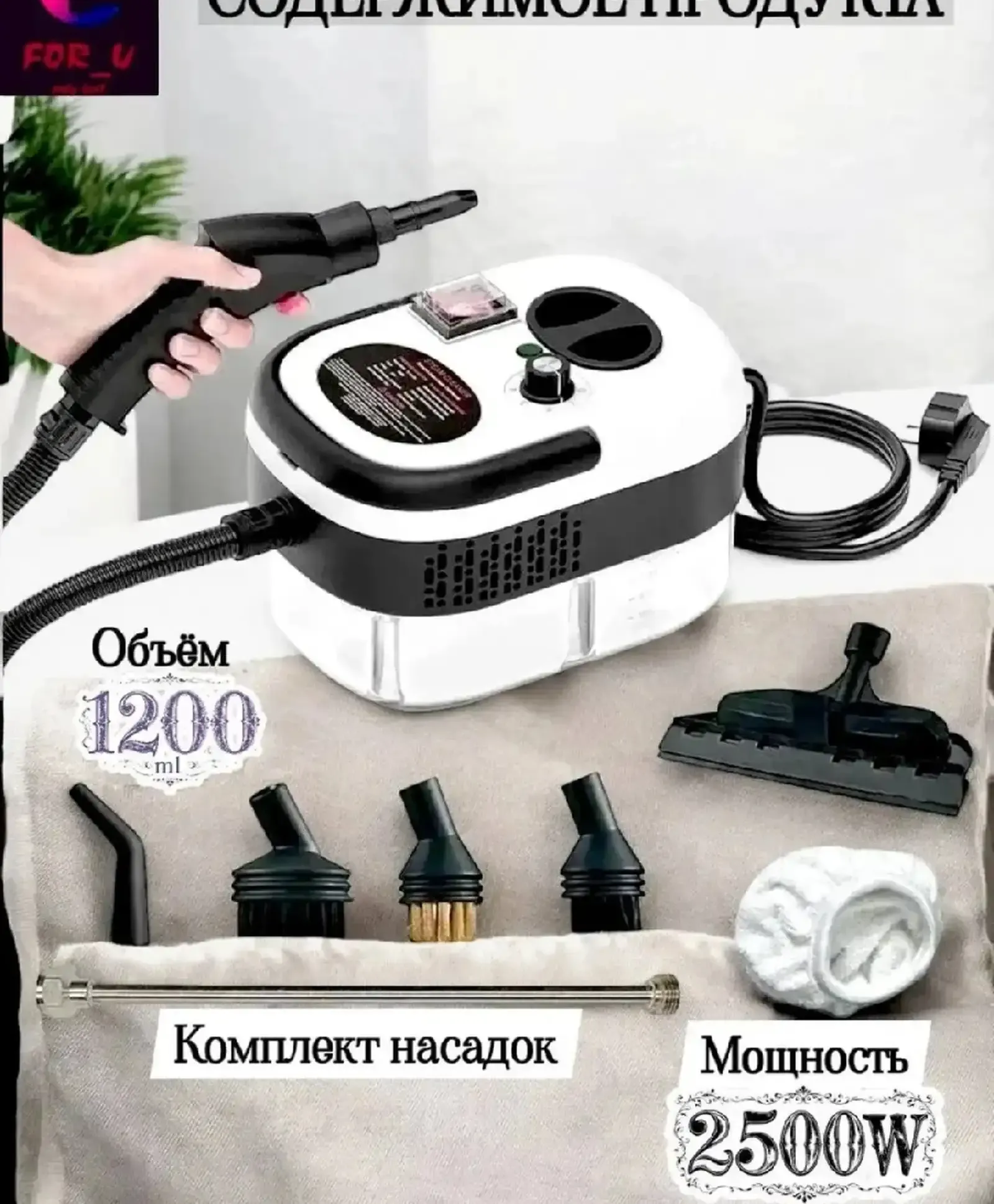 Пароочиститель 2500Вт CleanJet Turbo