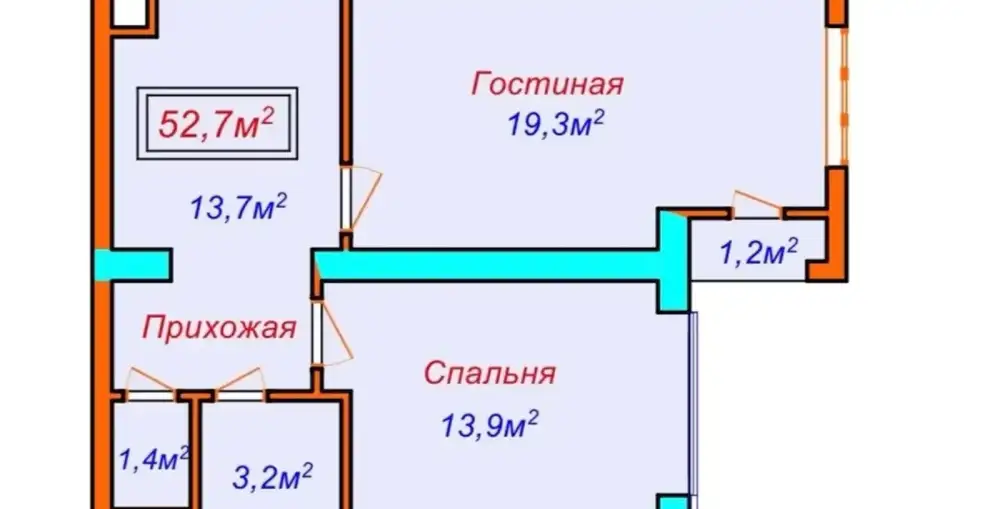 1-комн. квартира, 14 этаж, 53 м², Шохмансур