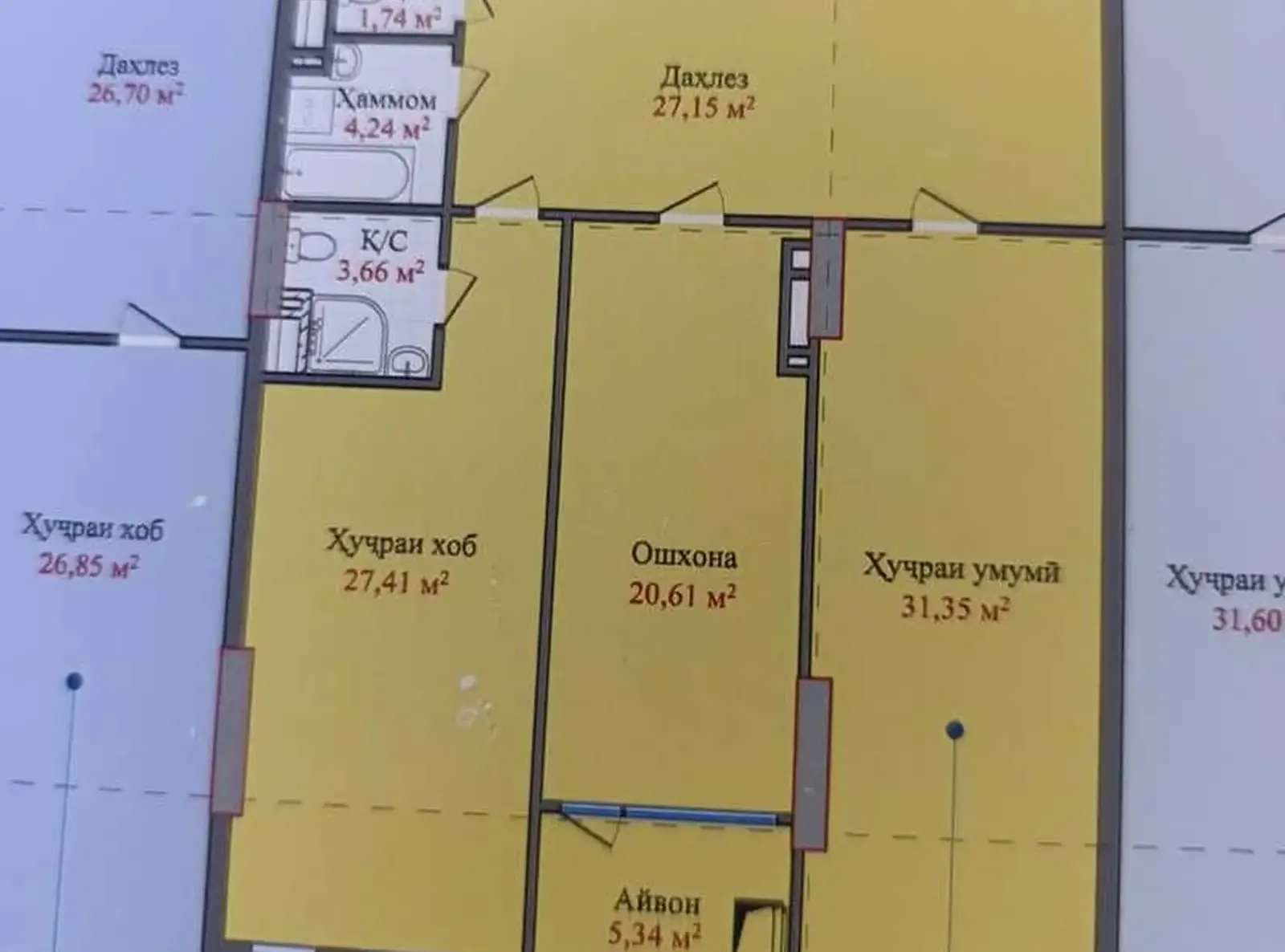 2-комн. квартира, 5 этаж, 121 м², И Сомонӣ