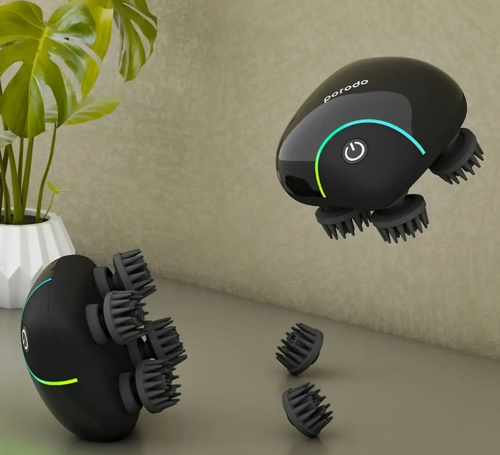 Портативный массажер для головы Porodo Lifestyle Portable Scalp Massager 1200mAh черный