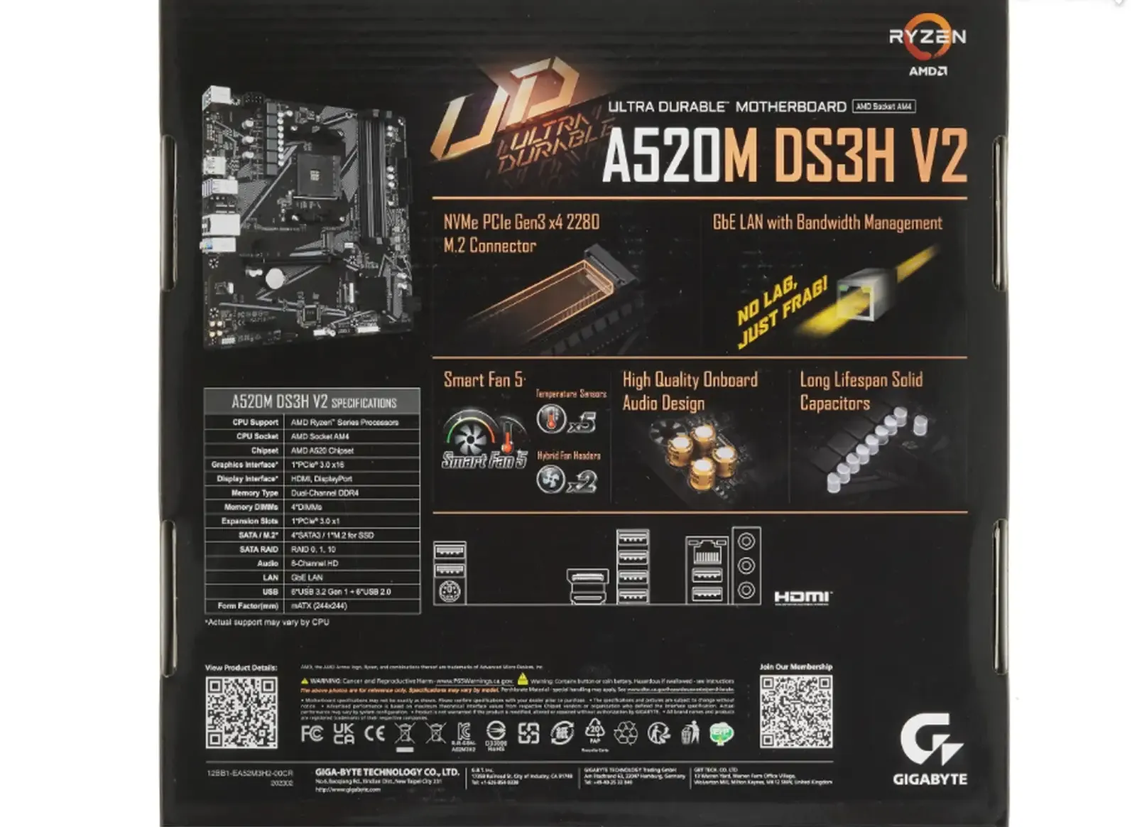 Материнская плата Gigabyte A520M DS3H V2