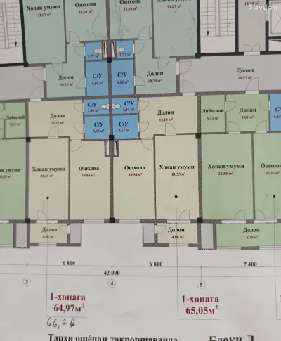 1-комн. квартира, 14 этаж, 66 м², Гуля голд
