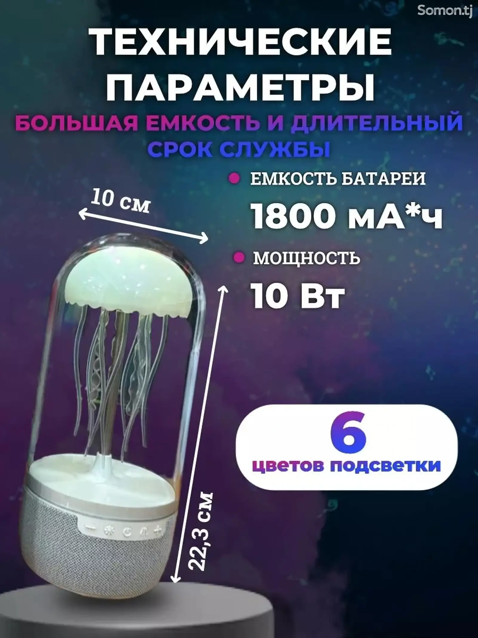 Ночник медуза колонка