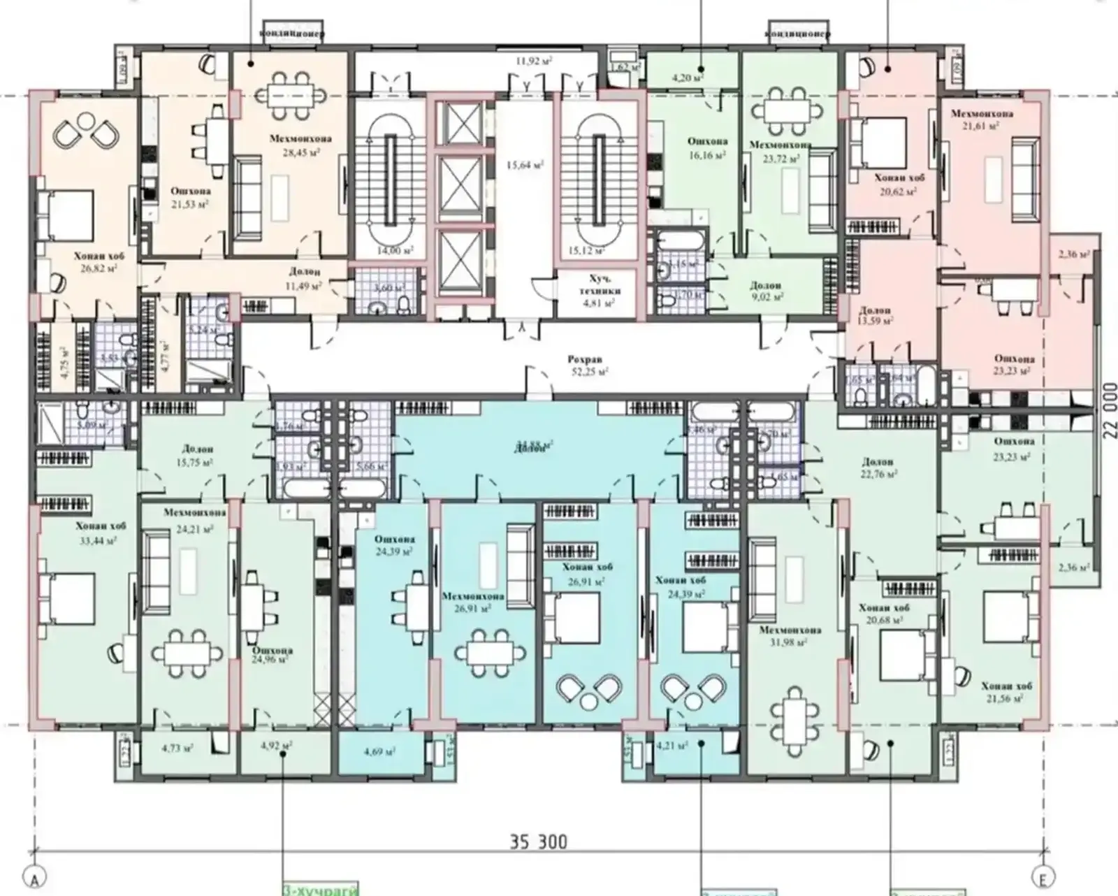 2-комн. квартира, 8 этаж, 115 м², Улица Пушкина, Сомони