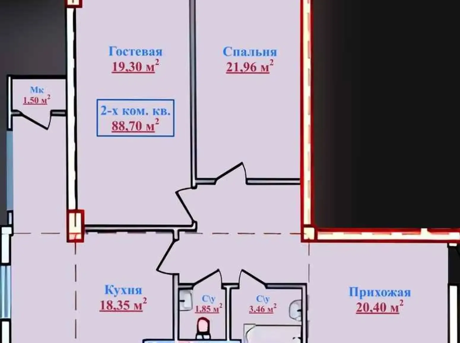 2-комн. квартира, 3 этаж, 88 м², Сомони