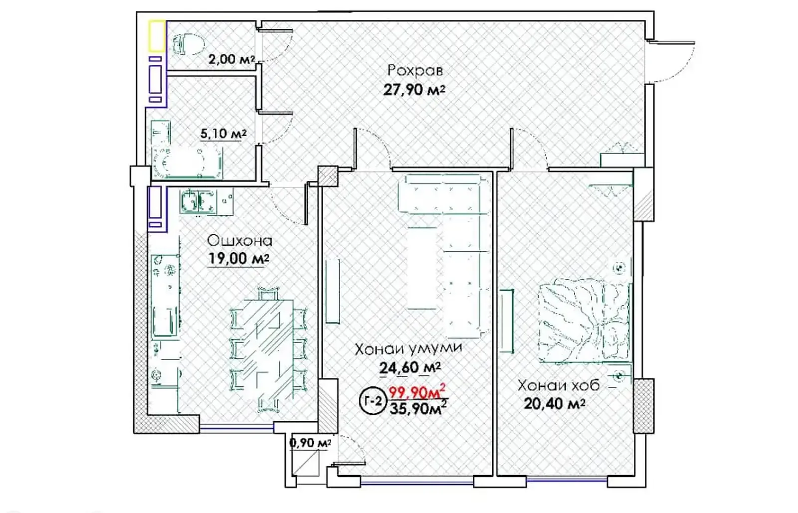2-комн. квартира, 5 этаж, 100 м², Спартак, Кольцевой, Пивзавод