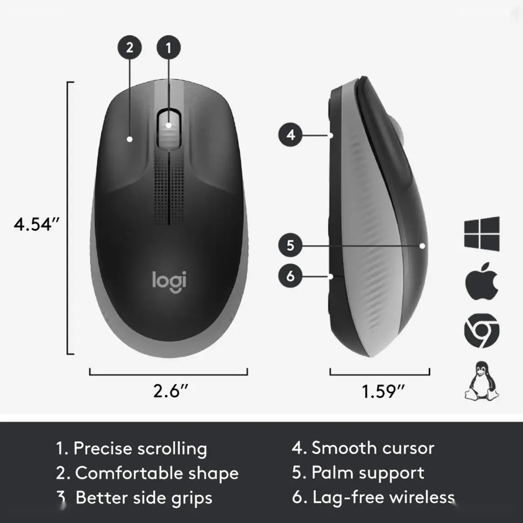 Беспроводная мышь Logitech M190 Wireless Mouse 1000 DPI Gray