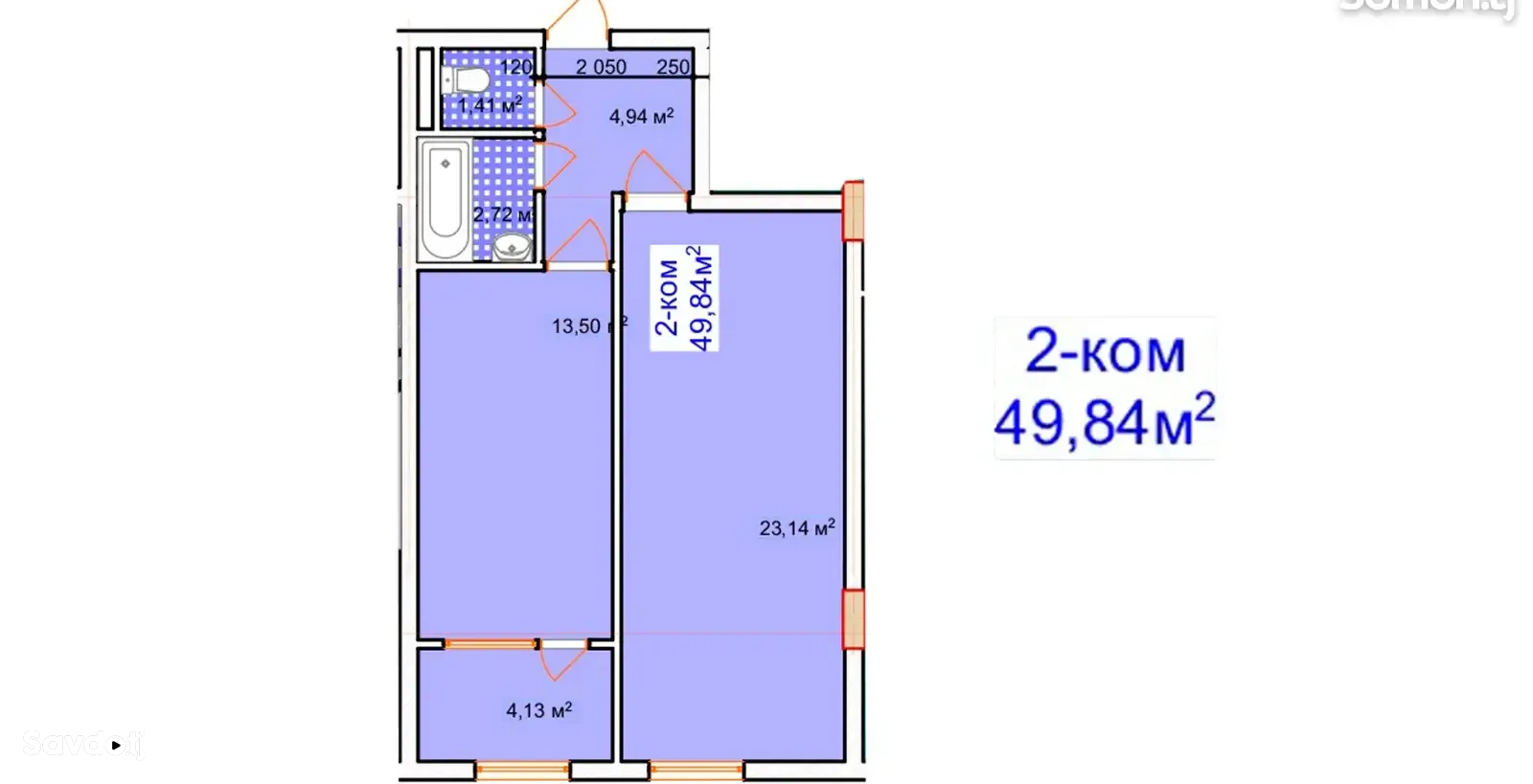 1-комн. квартира, 11 этаж, 49 м², Повороти Ленинград